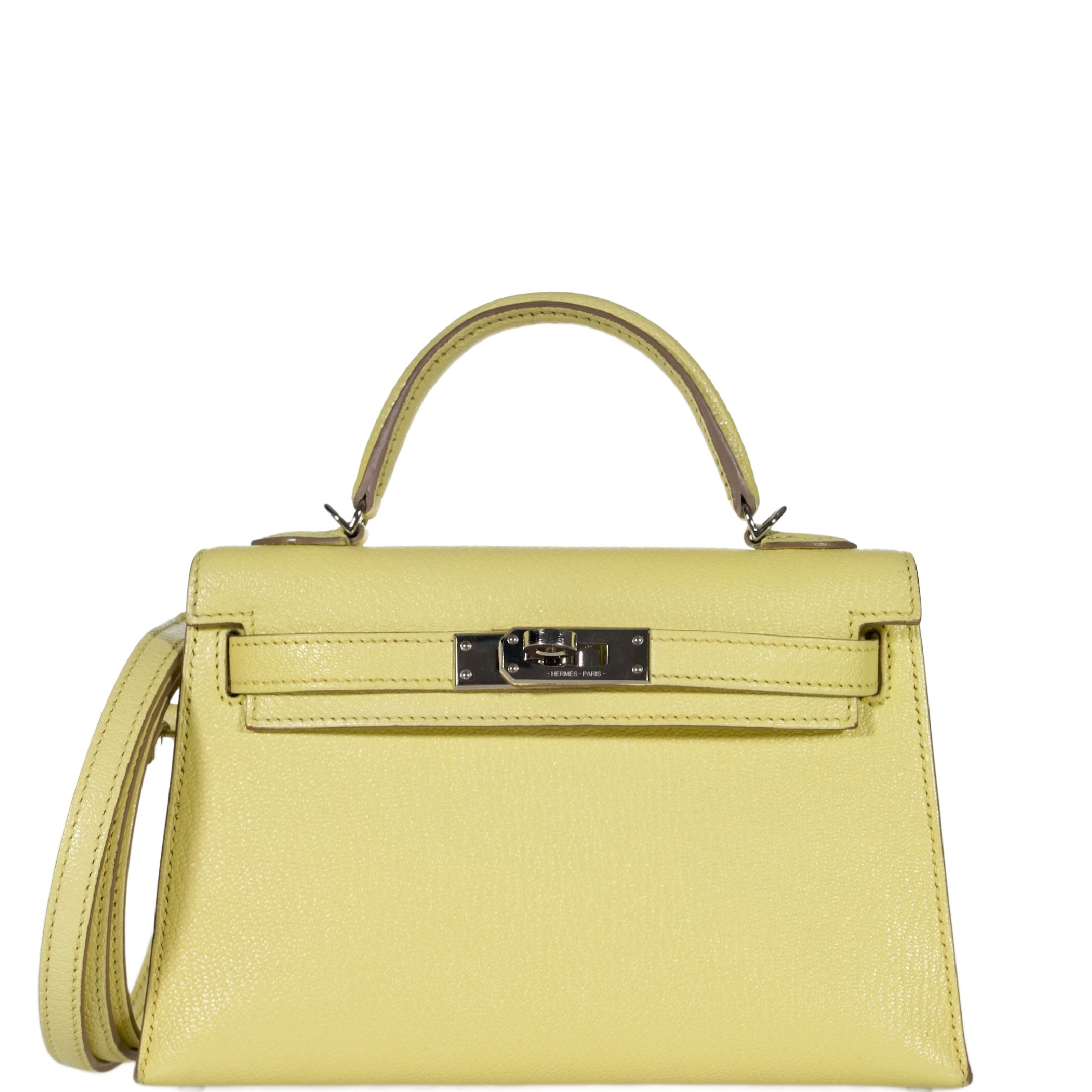 Hermès Mini Kelly Sellier 20 Limoncello Chevre with Palladium Hardware