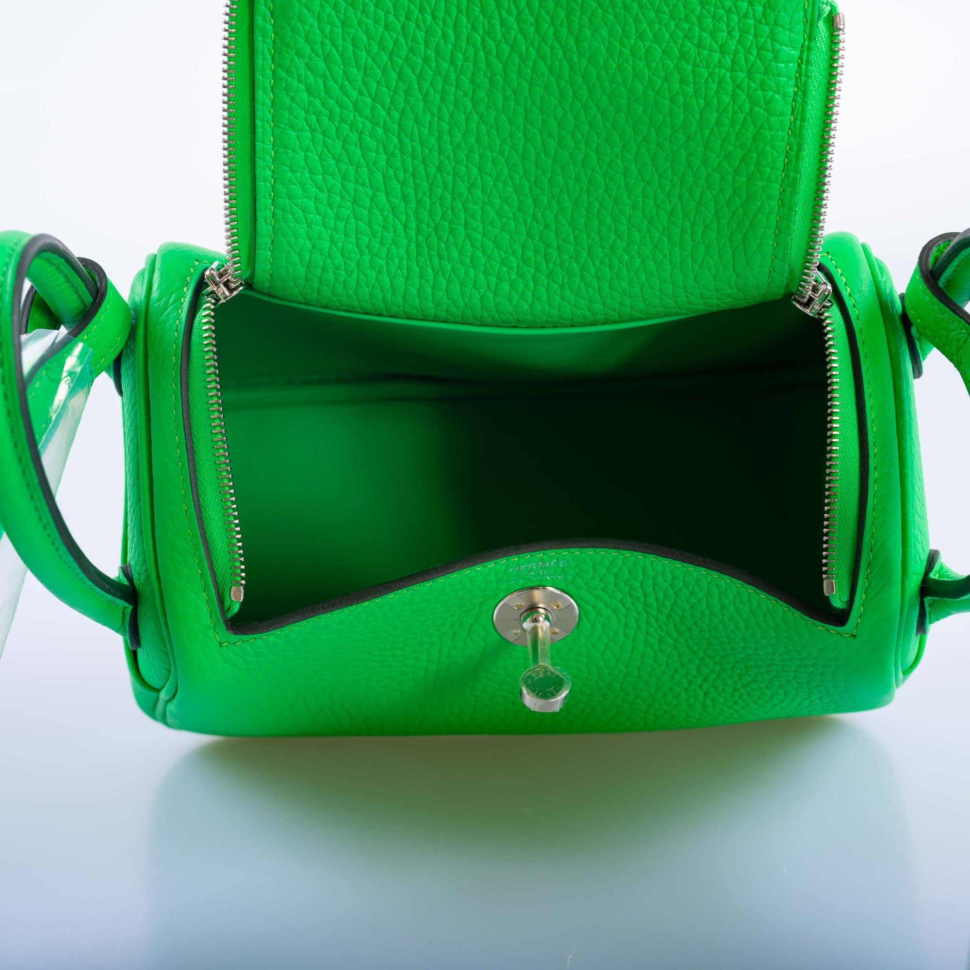 Hermès Mini Lindy 20 Vert Comics Clemence Palladium Hardware
