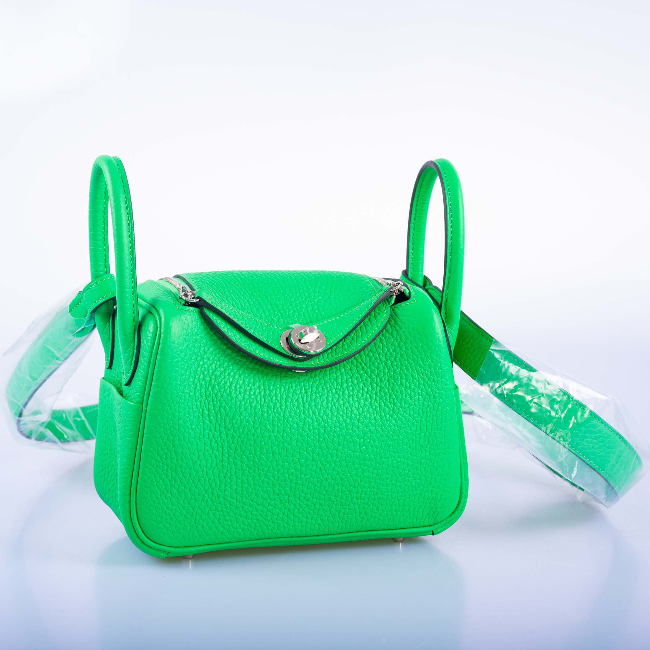 Hermès Mini Lindy 20 Vert Comics Clemence Palladium Hardware
