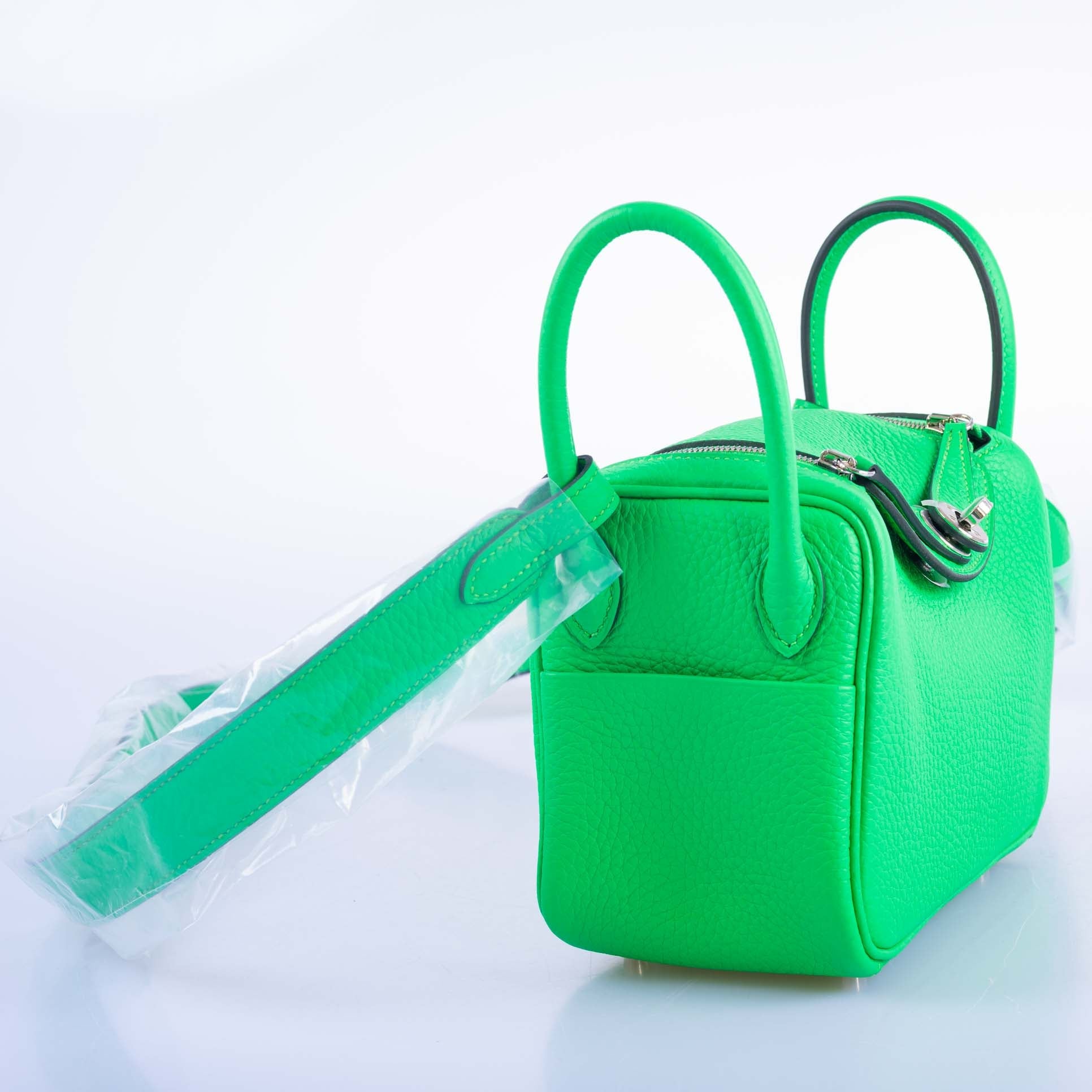 Hermès Mini Lindy 20 Vert Comics Clemence Palladium Hardware