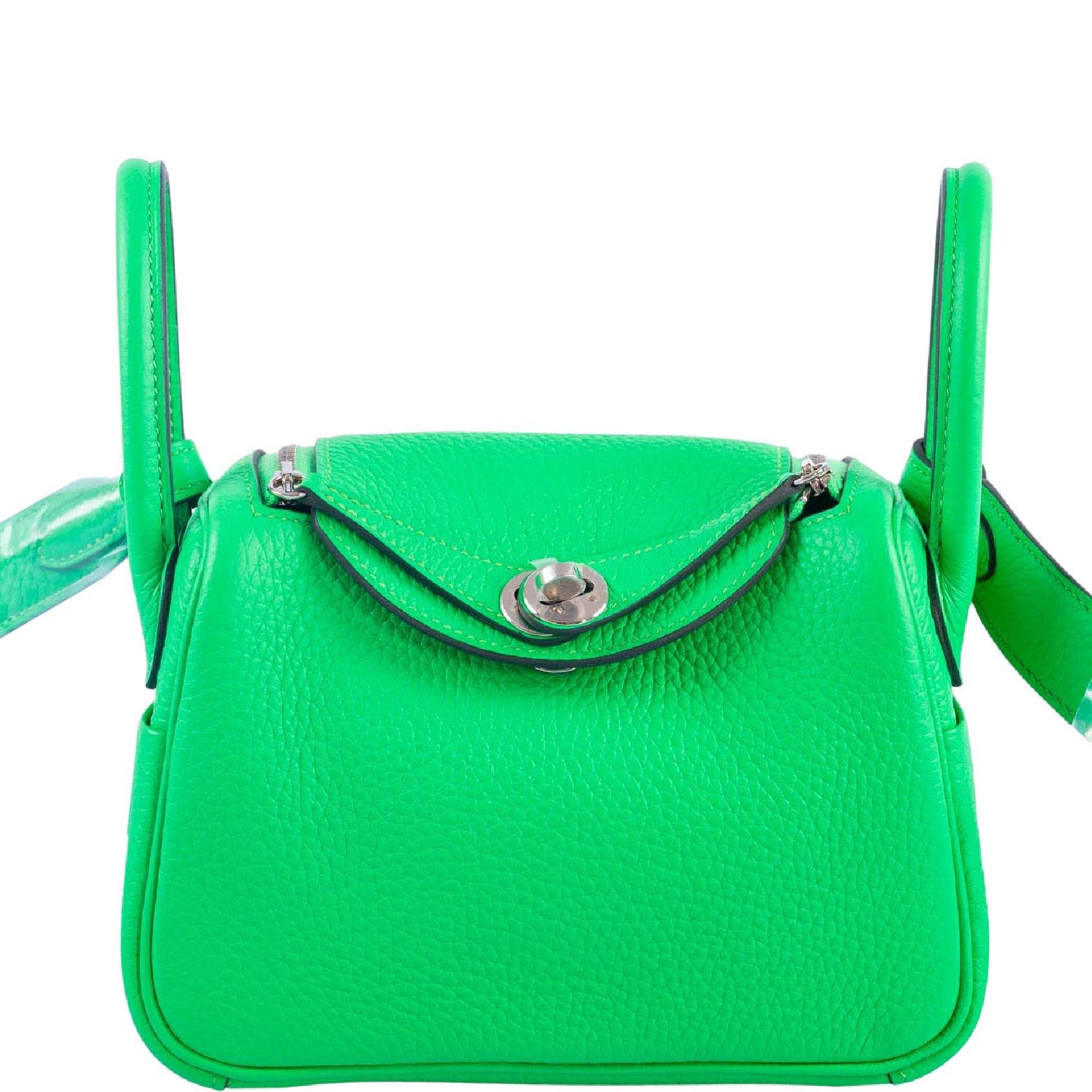 Hermès Mini Lindy 20 Vert Comics Clemence Palladium Hardware