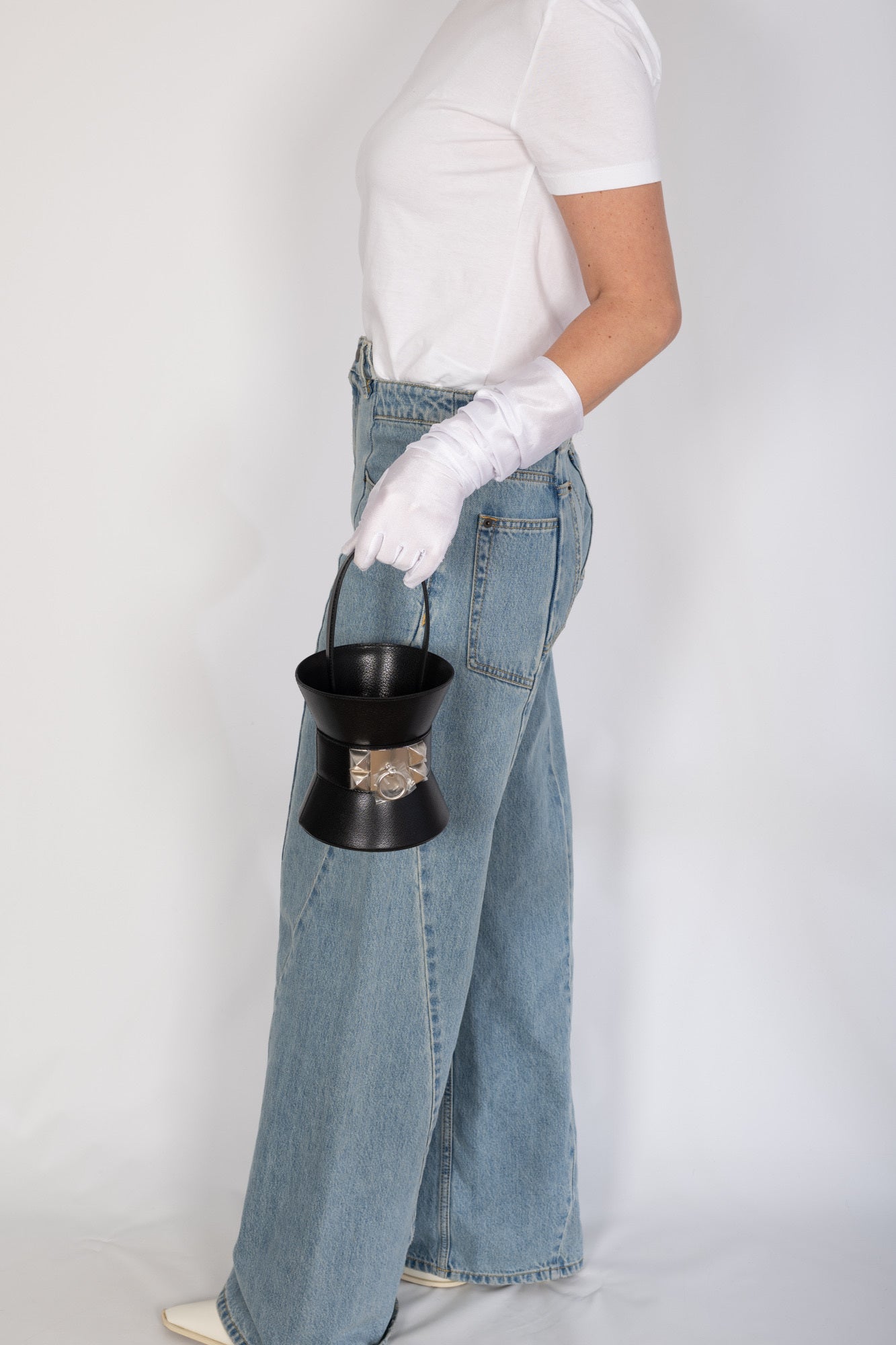 Hermès Mini Medor Bucket Bag Noir Chèvre Palladium Hardware