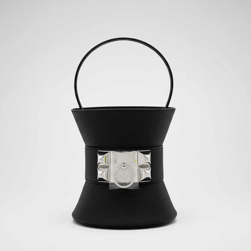 Hermès Mini Medor Bucket Noir Chèvre Palladium Hardware