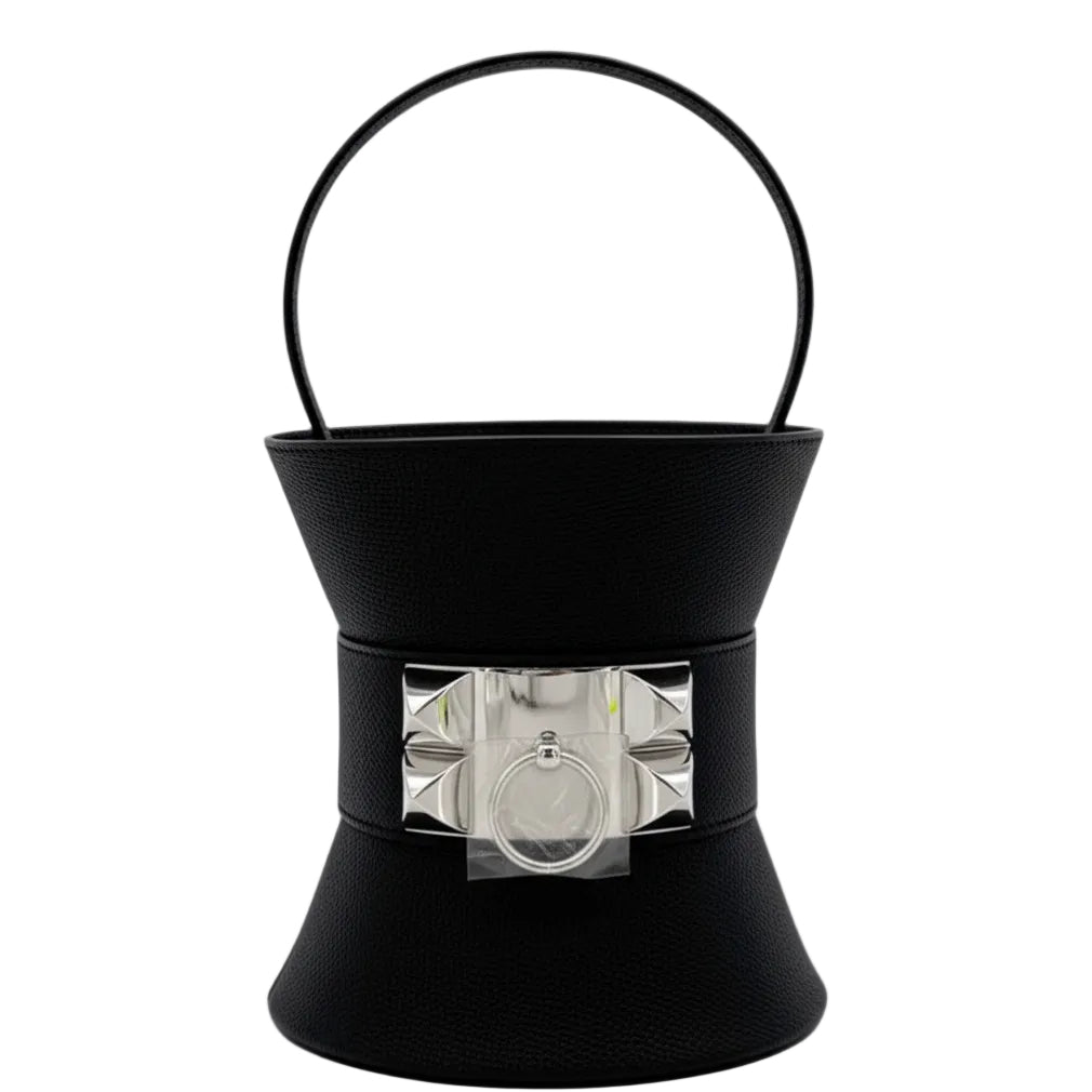 Hermès Mini Medor Bucket Noir Chèvre Palladium Hardware | JANEFINDS