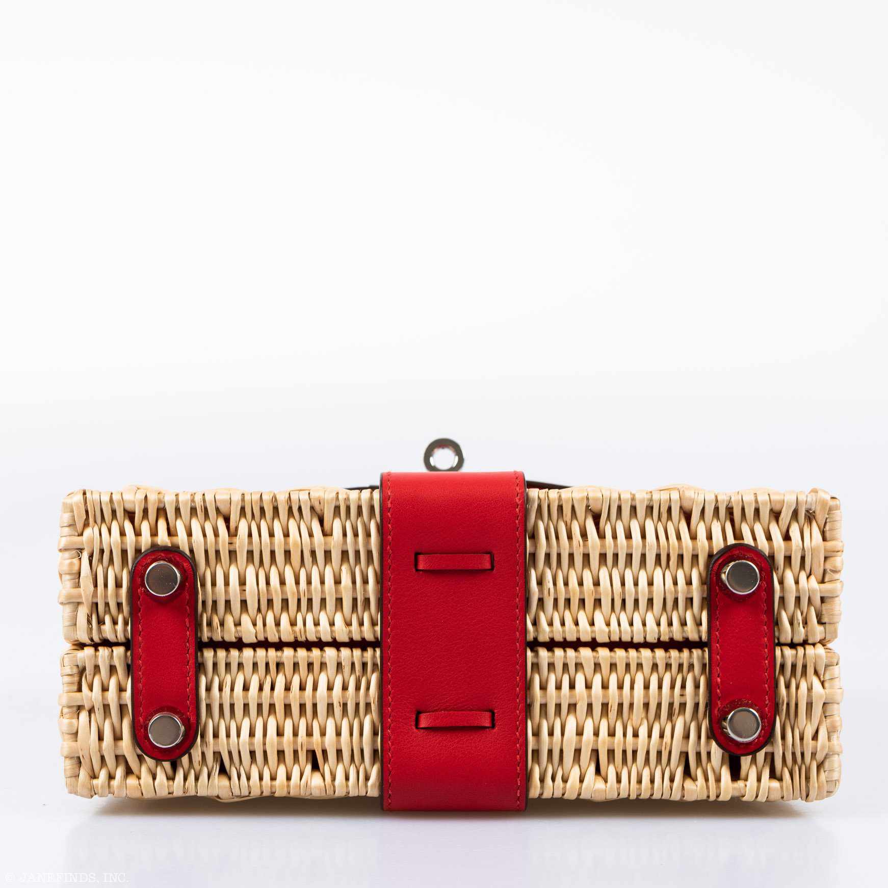 Hermès Mini Picnic Kelly 20 Rouge de Coeur Swift and Osier Wicker Palladium Hardware