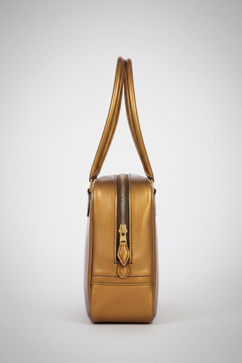 Hermès Mini Plume 20 Metallic Dark Gold Chevre Gold Hardware