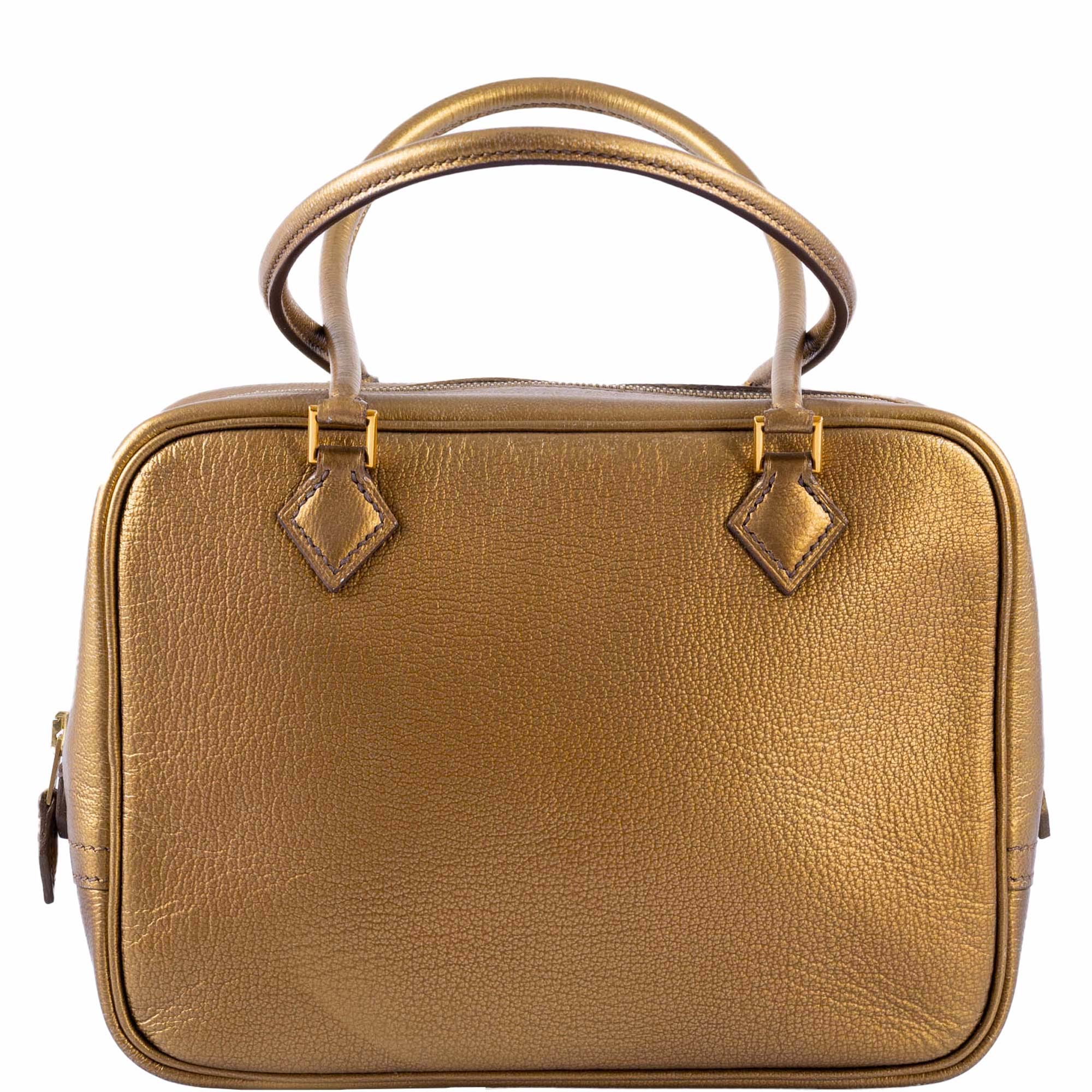 Hermès Mini Plume 20 Metallic Dark Gold Chevre Gold Hardware