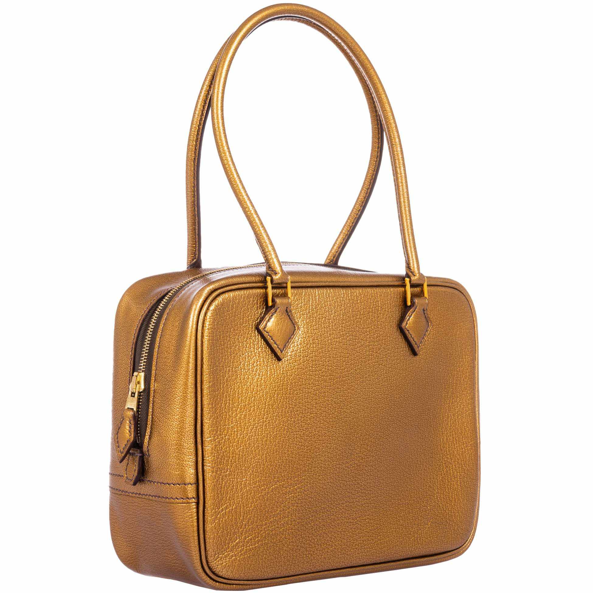 Hermès Mini Plume 20 Metallic Dark Gold Chevre Gold Hardware