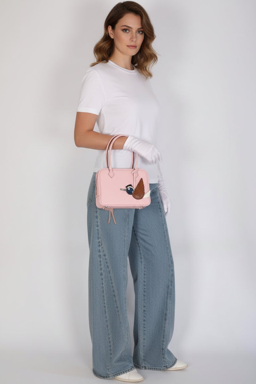 Hermès Mini Plume Chevre Mysore Rose Sakura Palladium Hardware