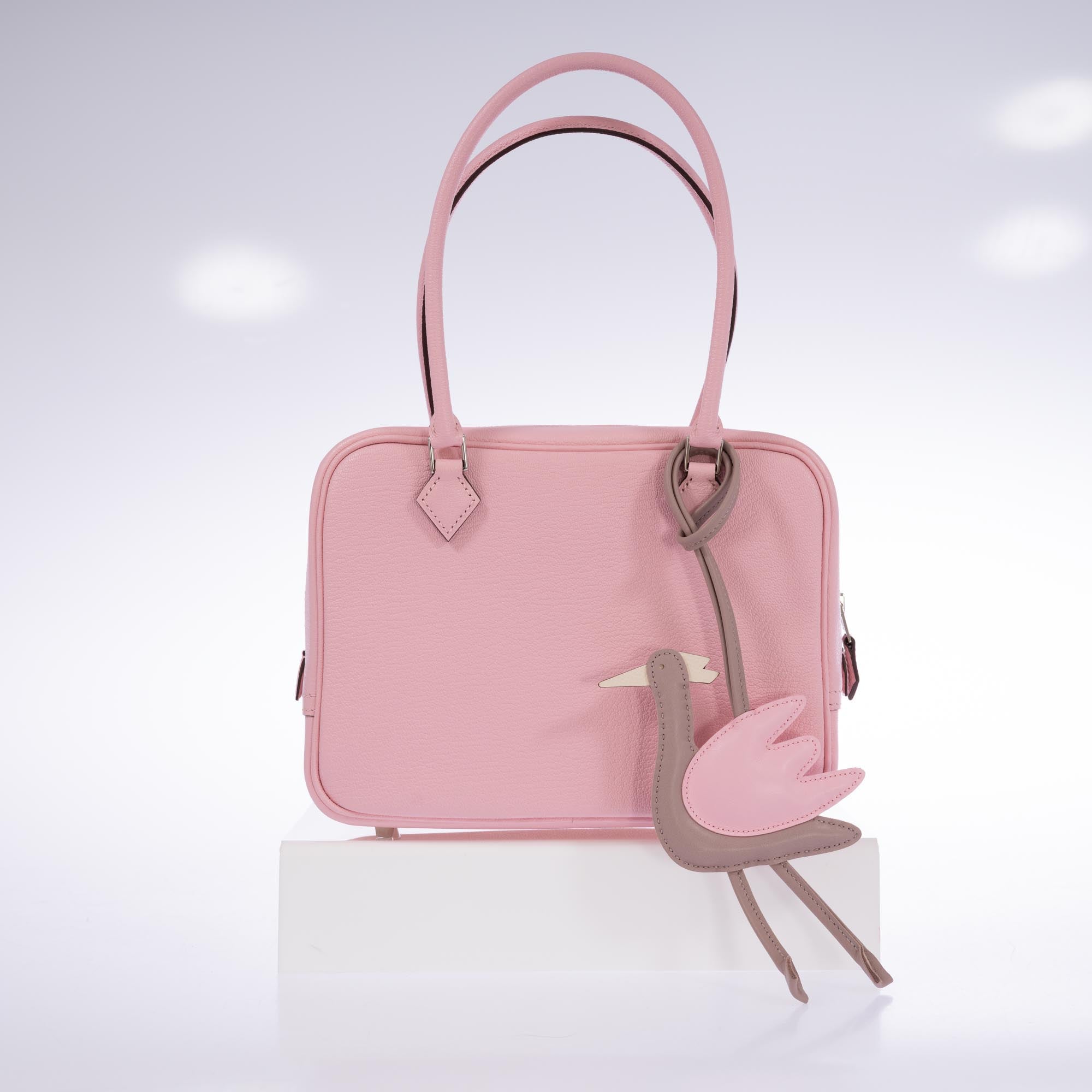 Hermès Mini Plume Chevre Mysore Rose Sakura Palladium Hardware