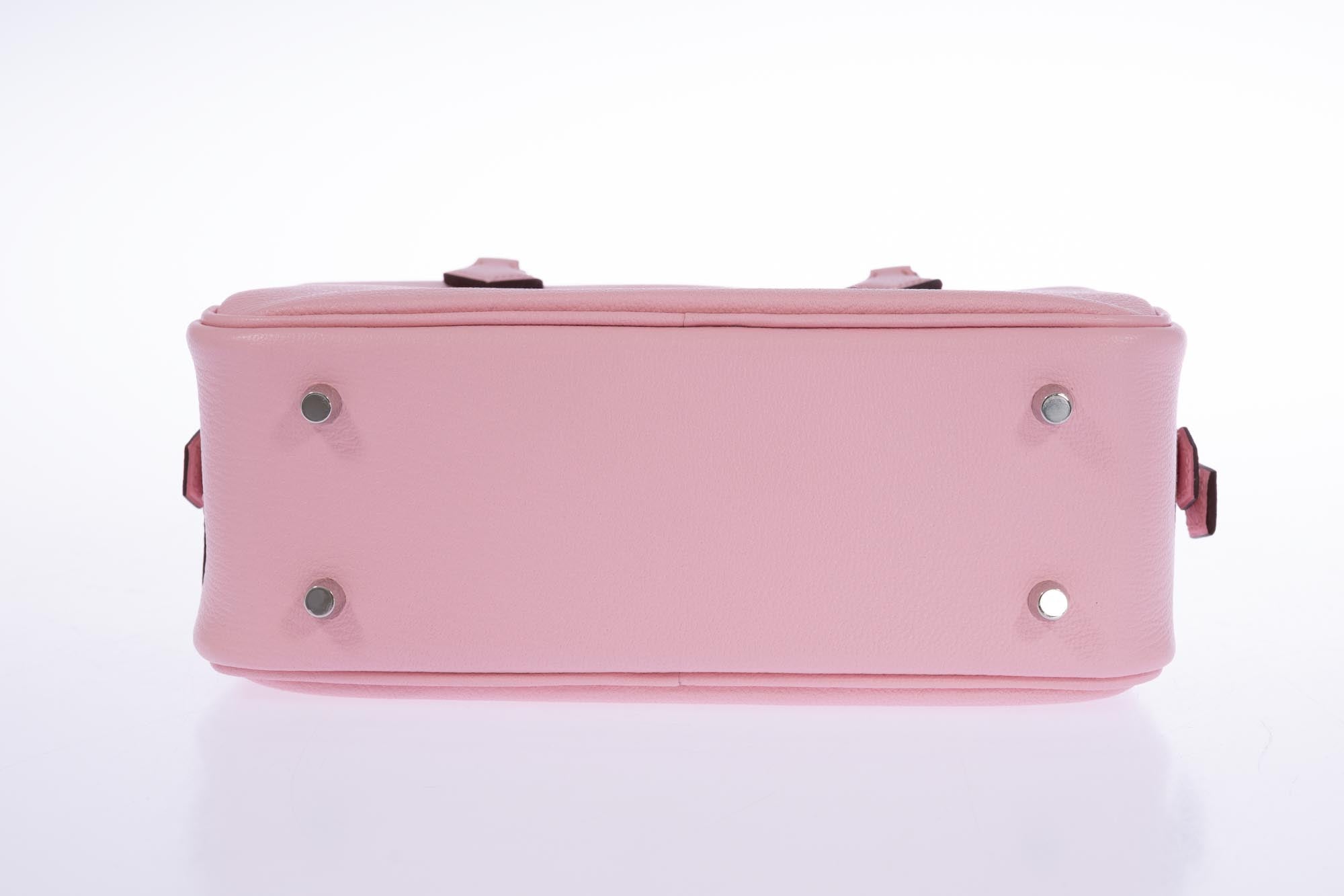 Hermès Mini Plume Chèvre Mysore Rose Sakura Palladium Hardware