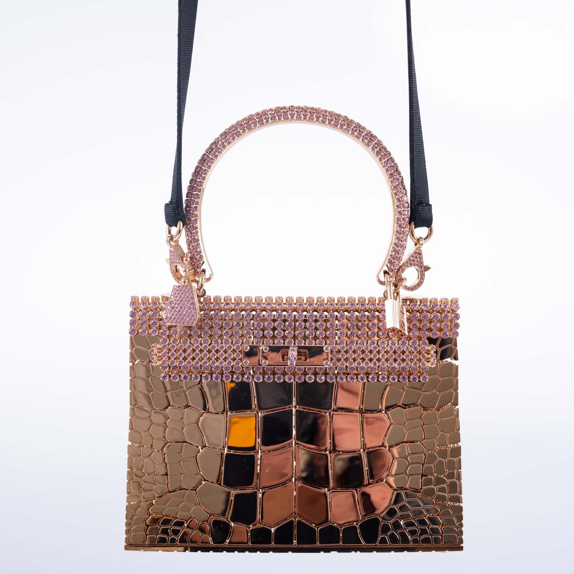 Hermès Mini Sac Bijou Kelly 18K Rose Gold 80ct Pink Sapphire Pierre Hardy
