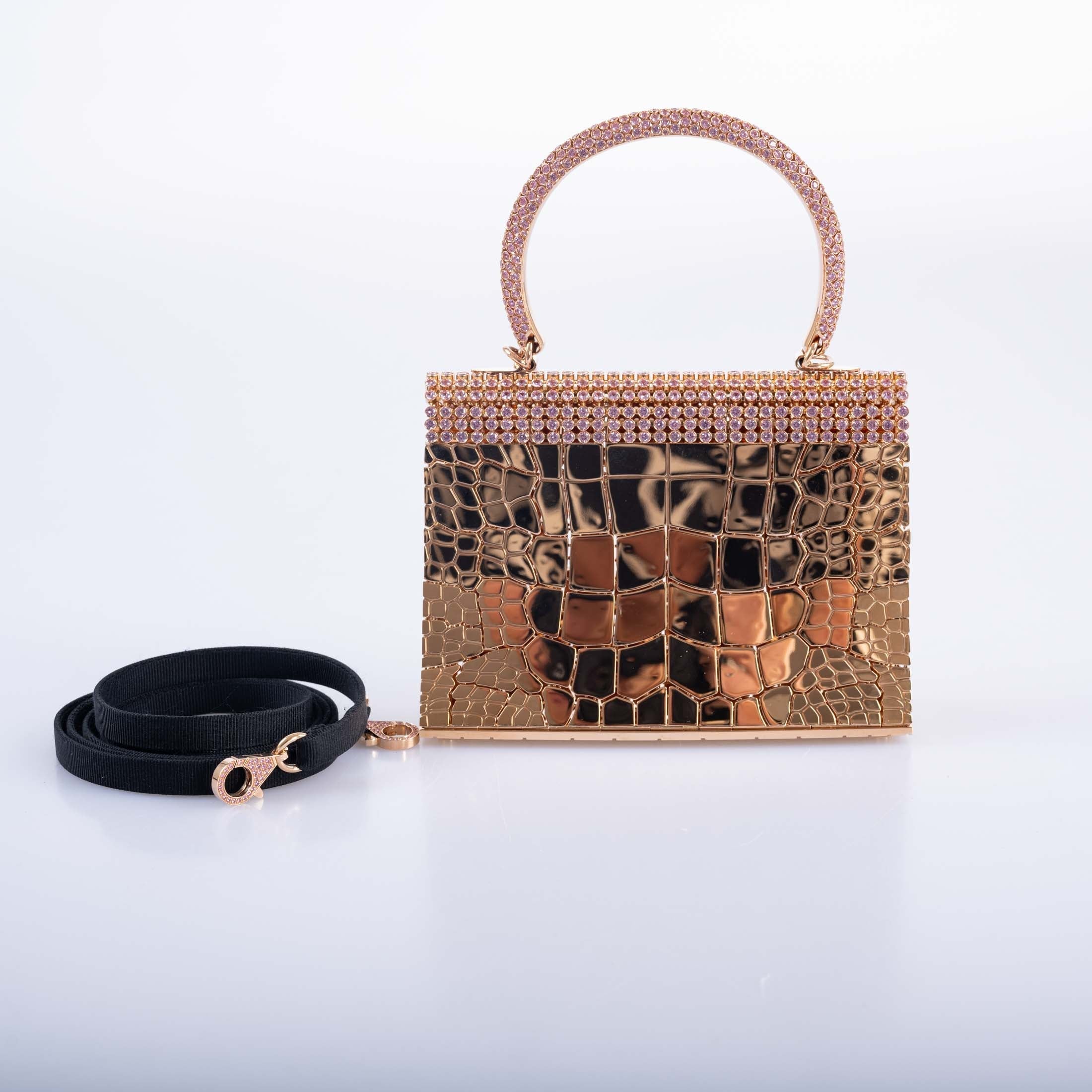 Hermès Mini Sac Bijou Kelly 18K Rose Gold 80ct Pink Sapphire Pierre Hardy