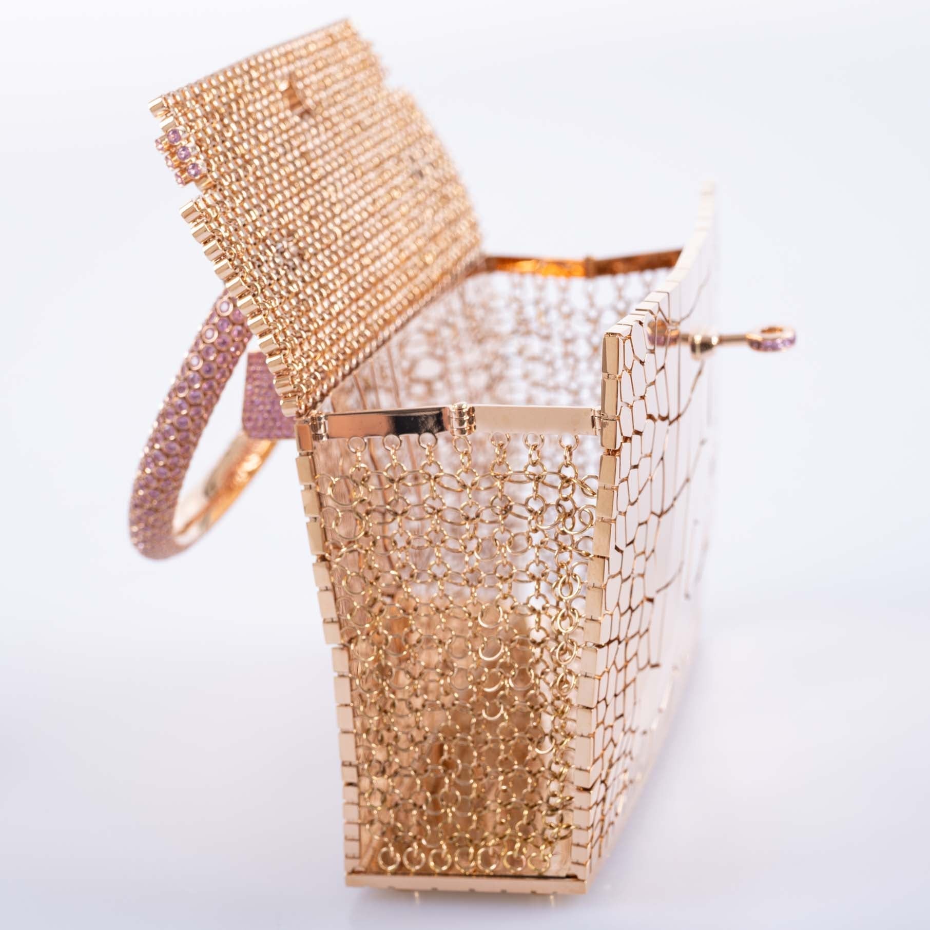 Hermès Mini Sac Bijou Kelly 18K Rose Gold 80ct Pink Sapphire