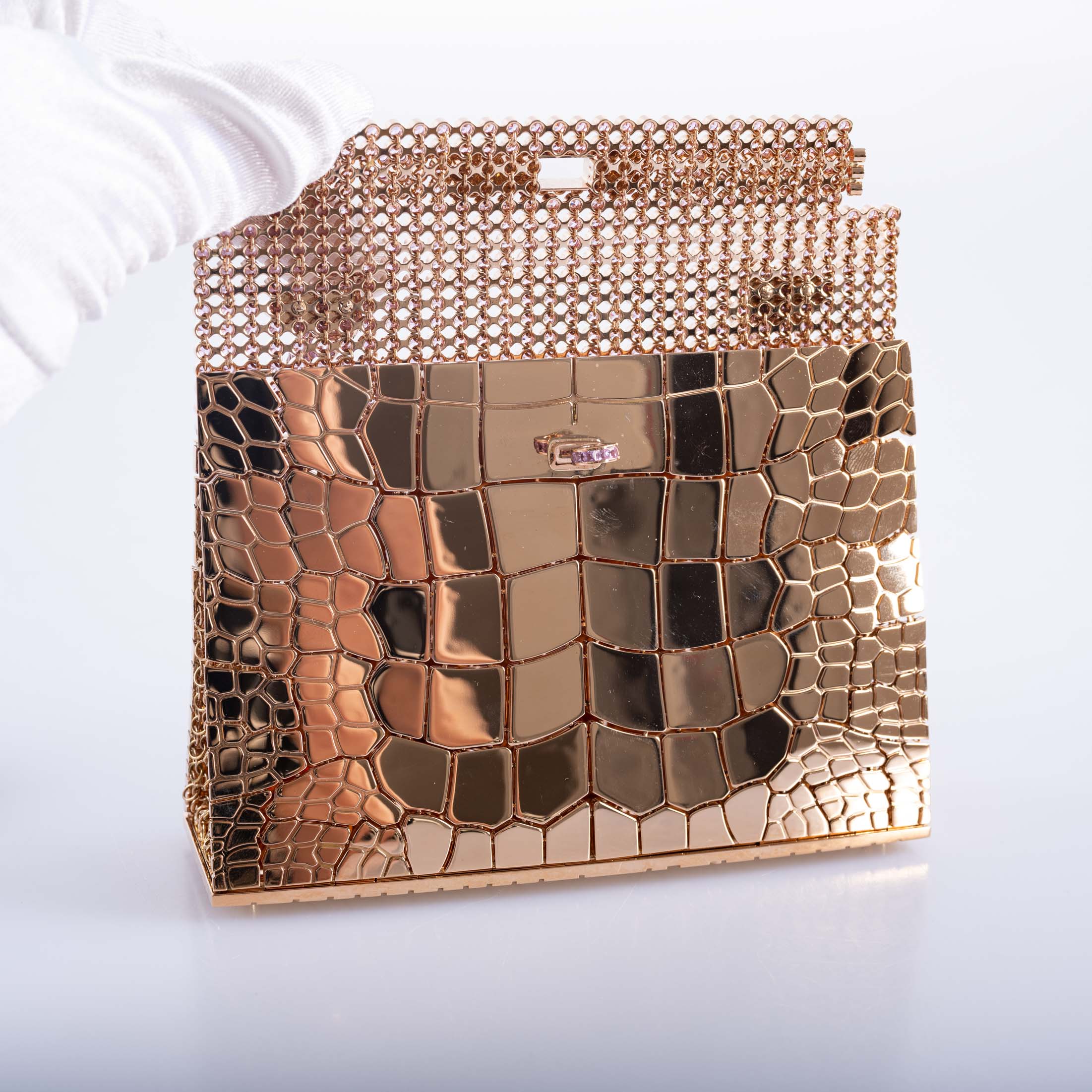 Hermès Mini Sac Bijou Kelly 18K Rose Gold 80ct Pink Sapphire Pierre Hardy