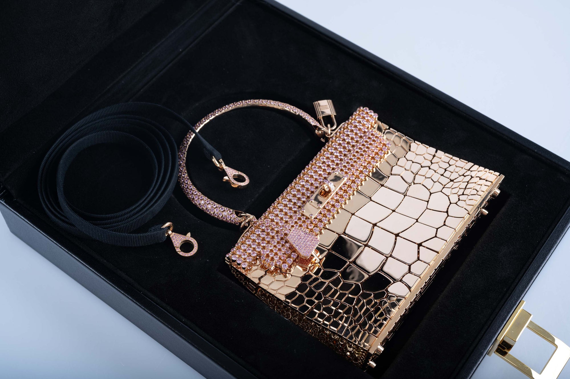 Hermès Mini Sac Bijou Kelly 18K Rose Gold 80ct Pink Sapphire Pierre Hardy