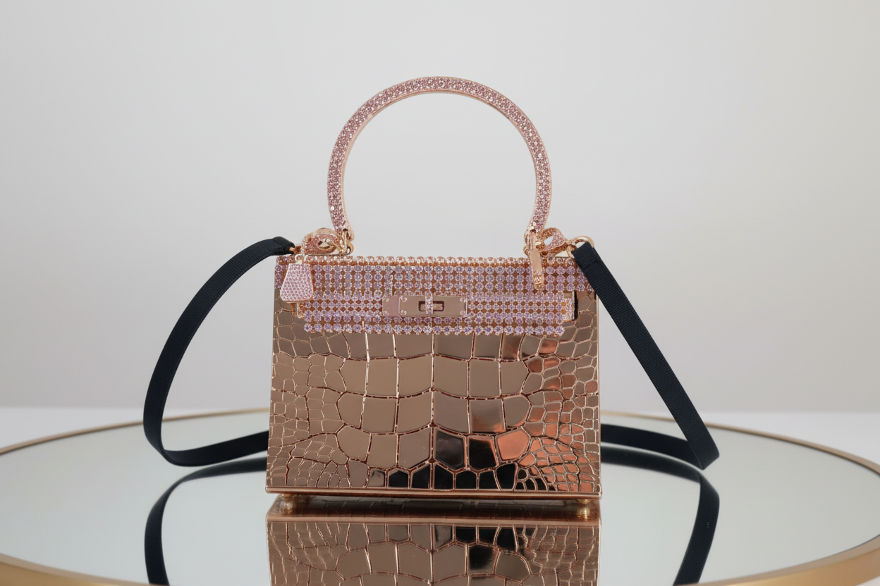 Hermès Mini Sac Bijou Kelly 18K Rose Gold 80ct Pink Sapphire Pierre Hardy