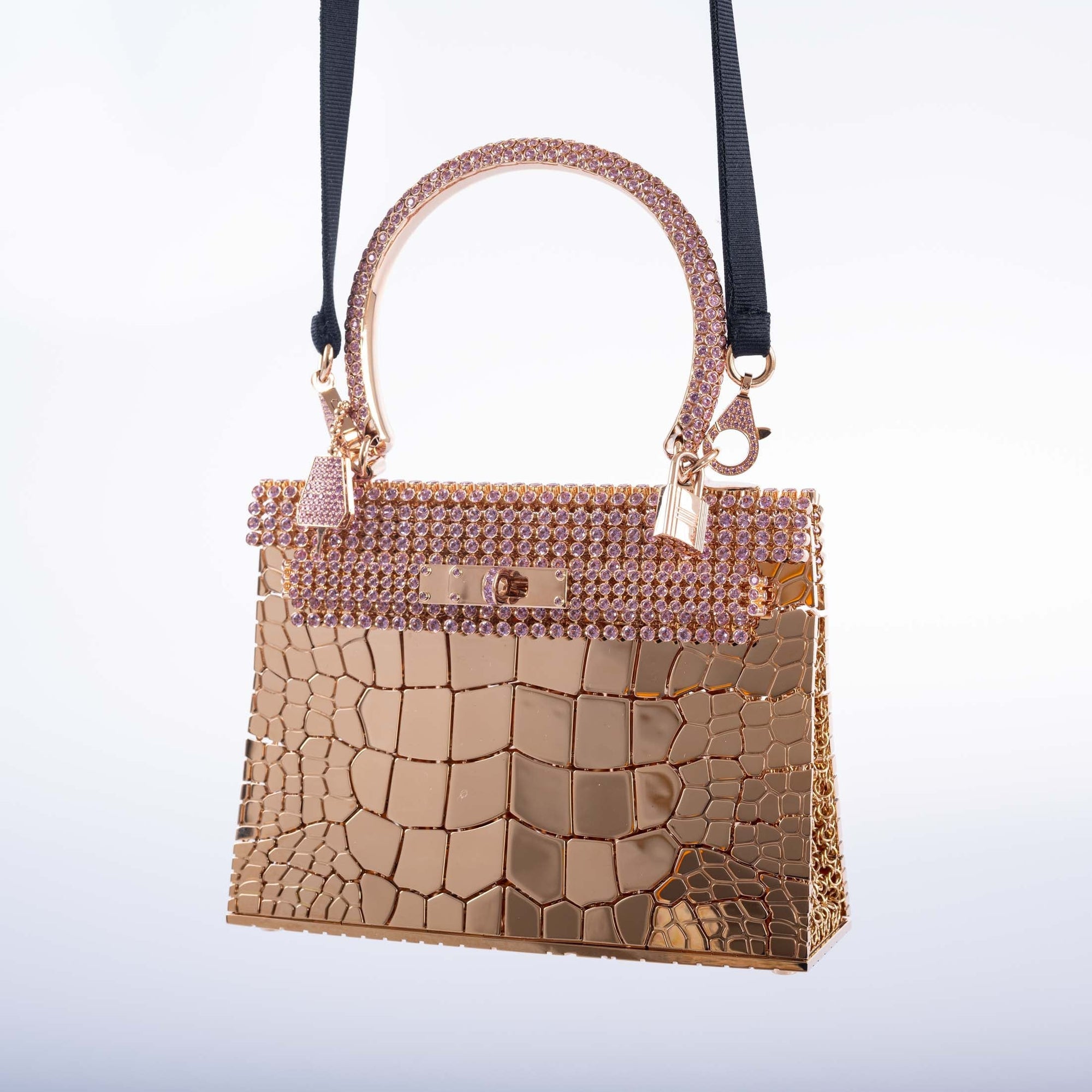 Hermès Mini Sac Bijou Kelly 18K Rose Gold 80ct Pink Sapphire Pierre Hardy
