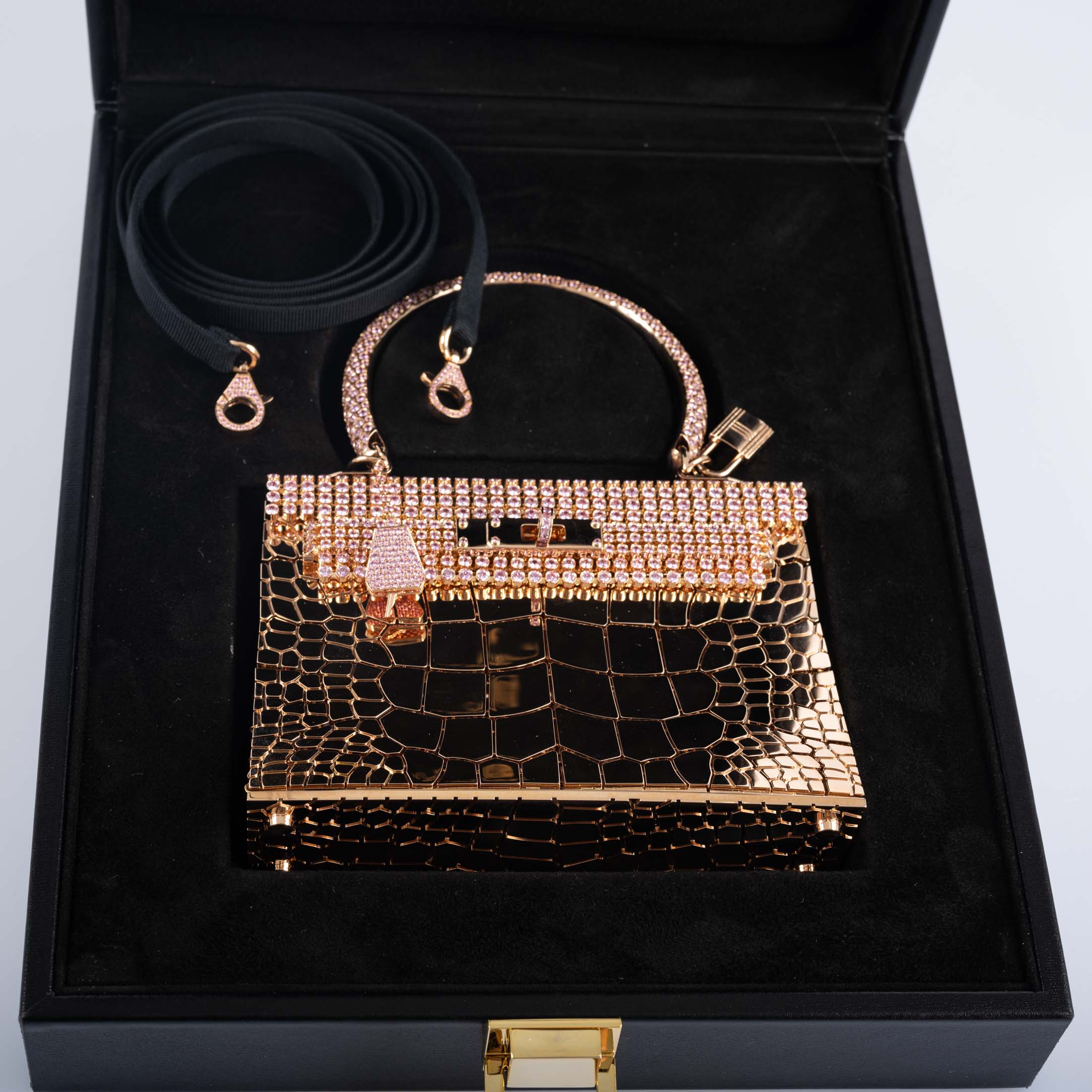 Hermès Mini Sac Bijou Kelly 18k Rose Gold & 80 ct. Pink Sapphire's by Pierre Hardy