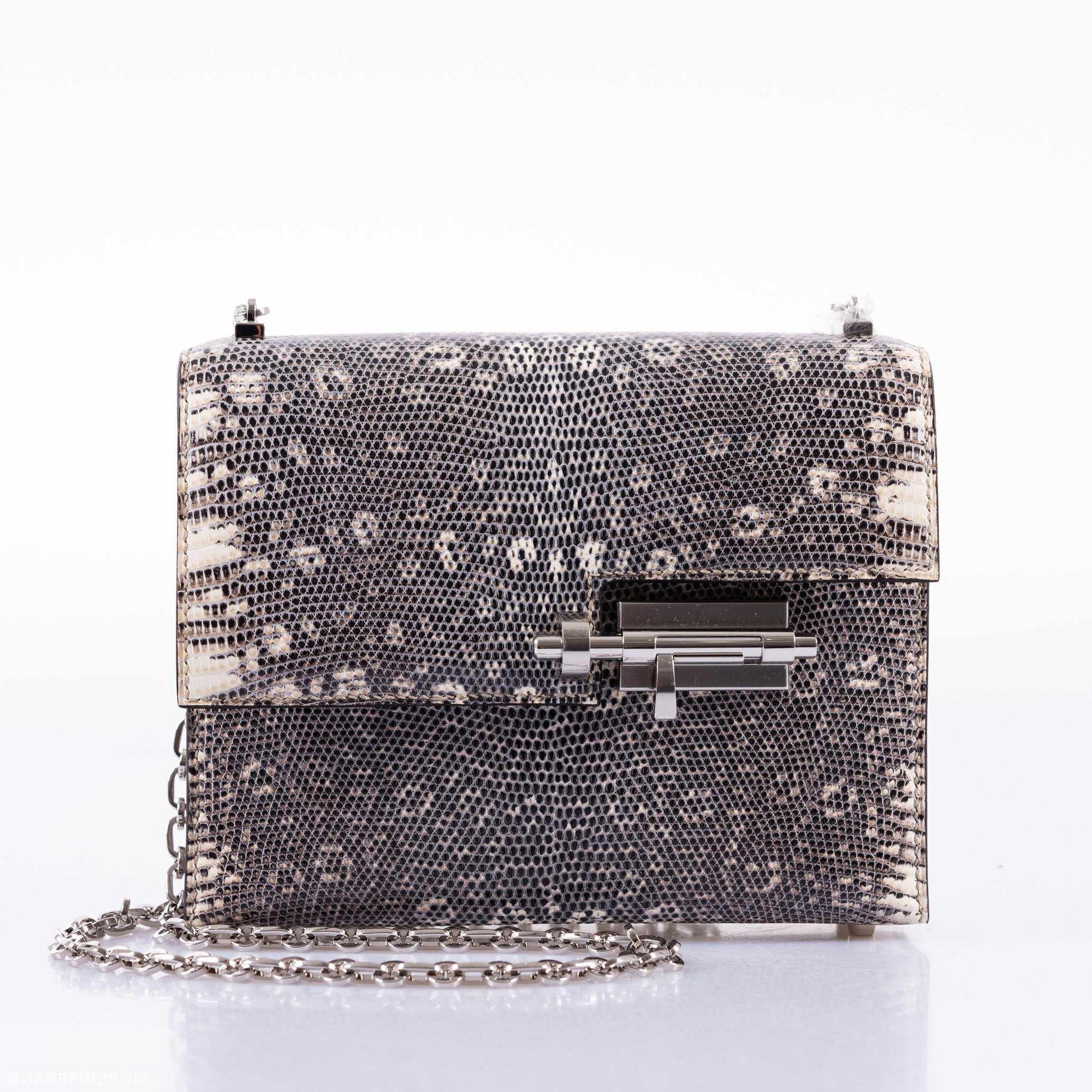 Hermès Mini Verrou Chain 18 Ombre Lizard Palladium Hardware