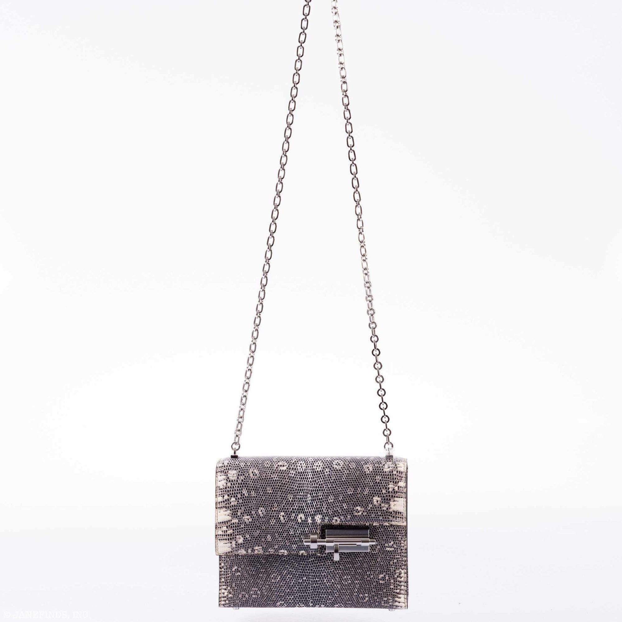 Hermès Mini Verrou Chain 18 Ombre Lizard Palladium Hardware