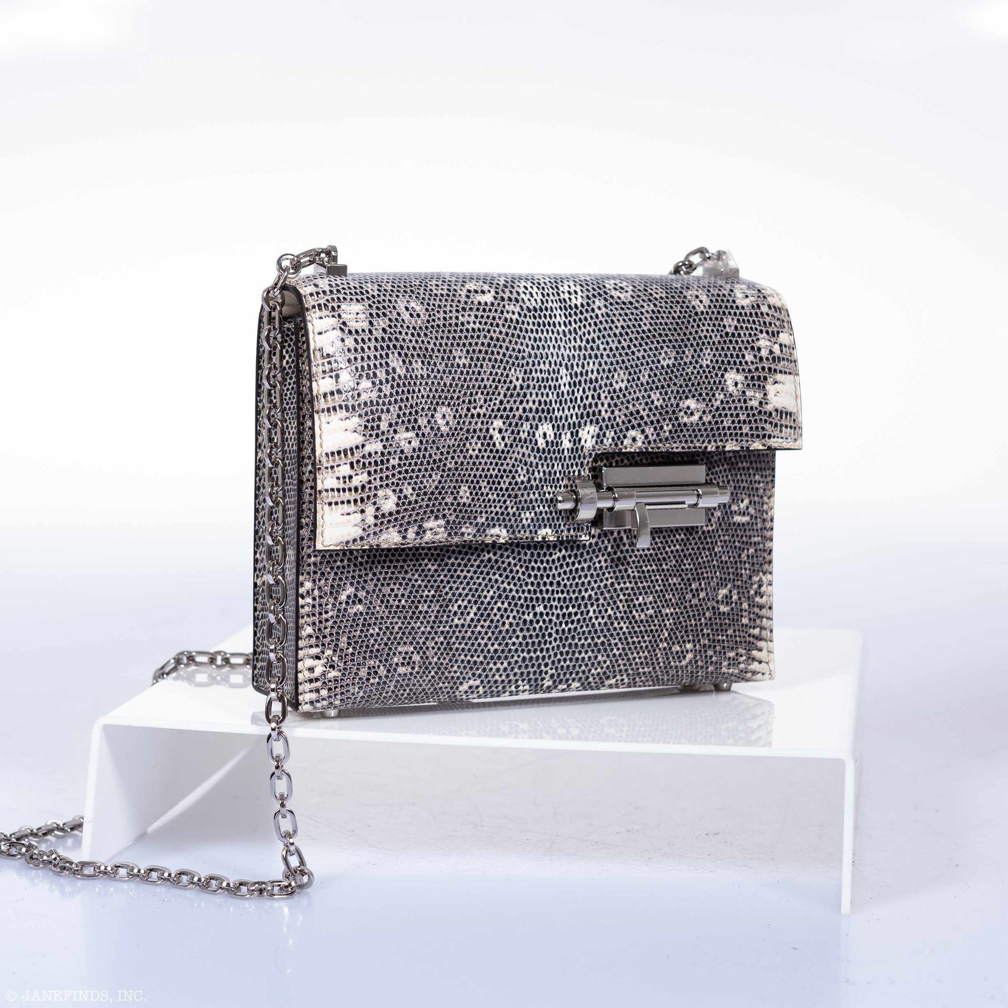 Hermès Mini Verrou Chain 18 Ombre Lizard Palladium Hardware