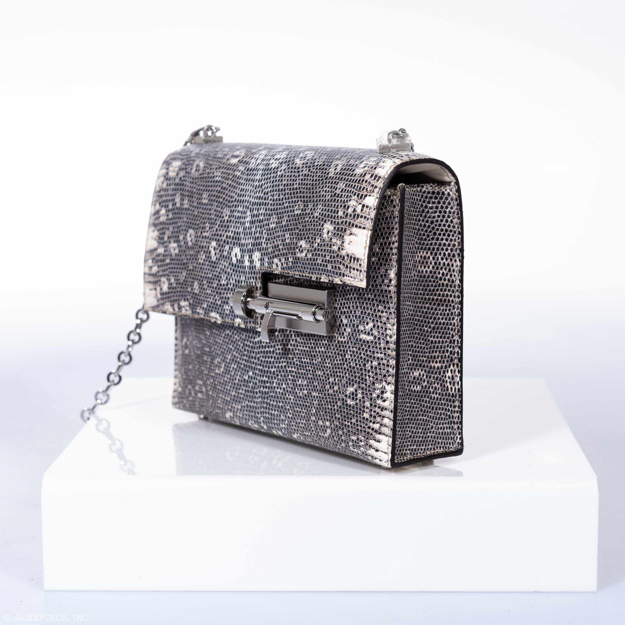 Hermès Mini Verrou Chain 18 Ombre Lizard Palladium Hardware