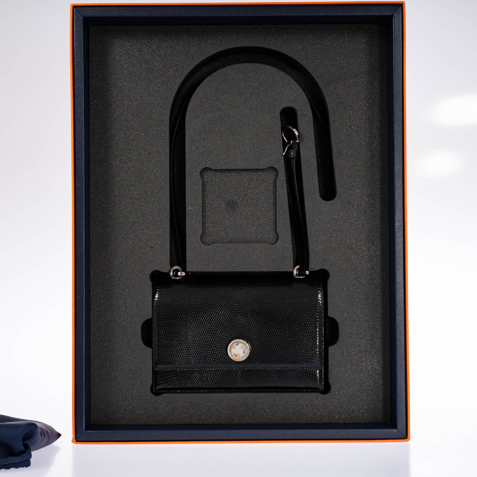 Hermès Minuit au Faubourg 20 Noir Lizard Palladium Hardware