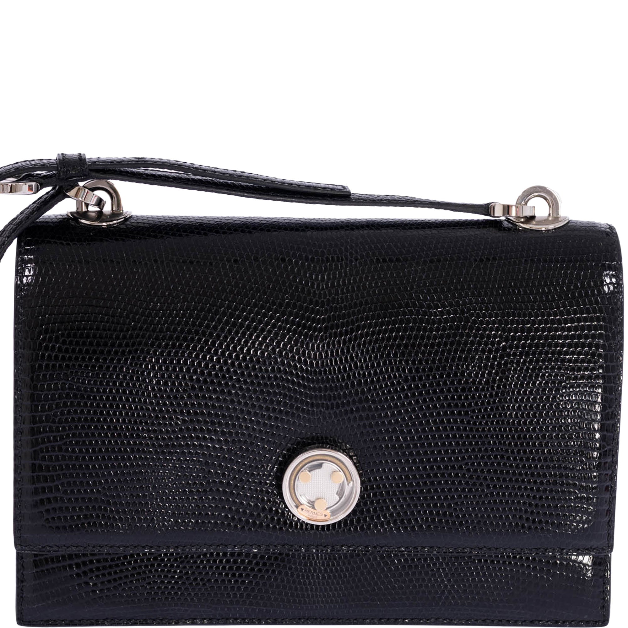Hermès Minuit au Faubourg 20 Noir Lizard Palladium Hardware