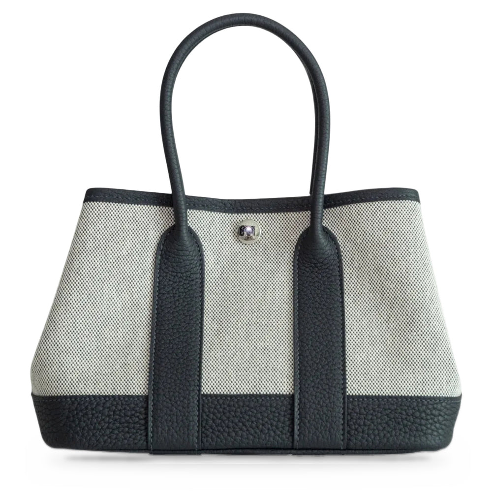 Hermès Neo Garden 23 Écru/Ardoise Toile H Viking and Negonda Palladium Hardware, front view
