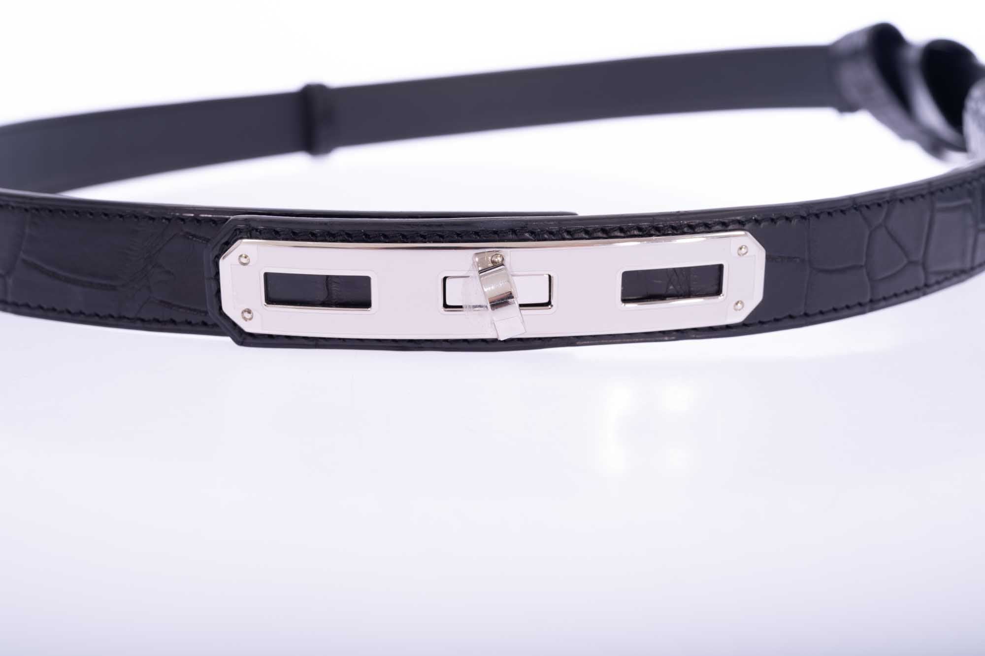 Hermès O'Kelly Move 24 Belt Noir Matte Alligator Mississippiensis Palladium Hardware
