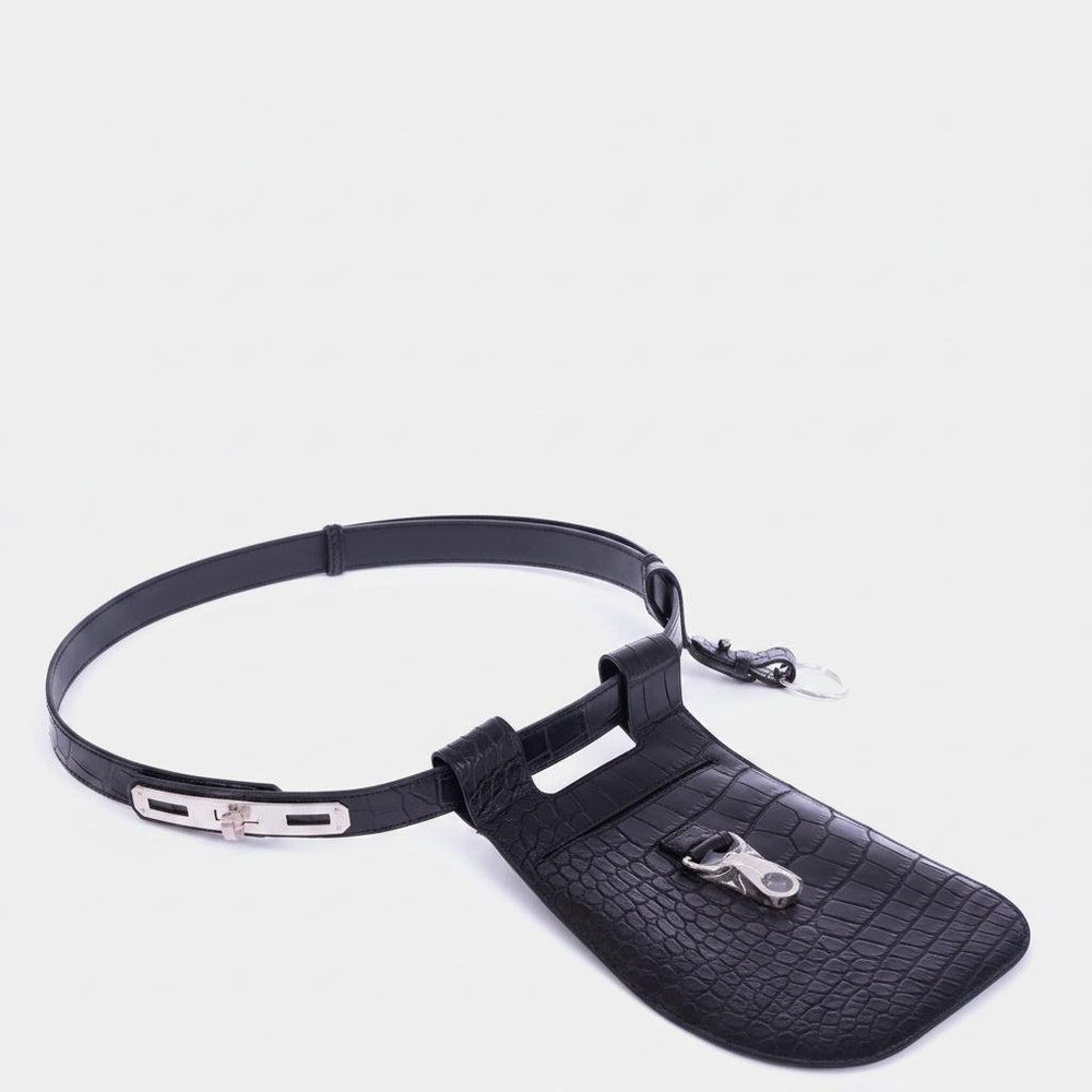 Hermès O'Kelly Move 24 Belt Noir Matte Alligator Mississippiensis Palladium Hardware