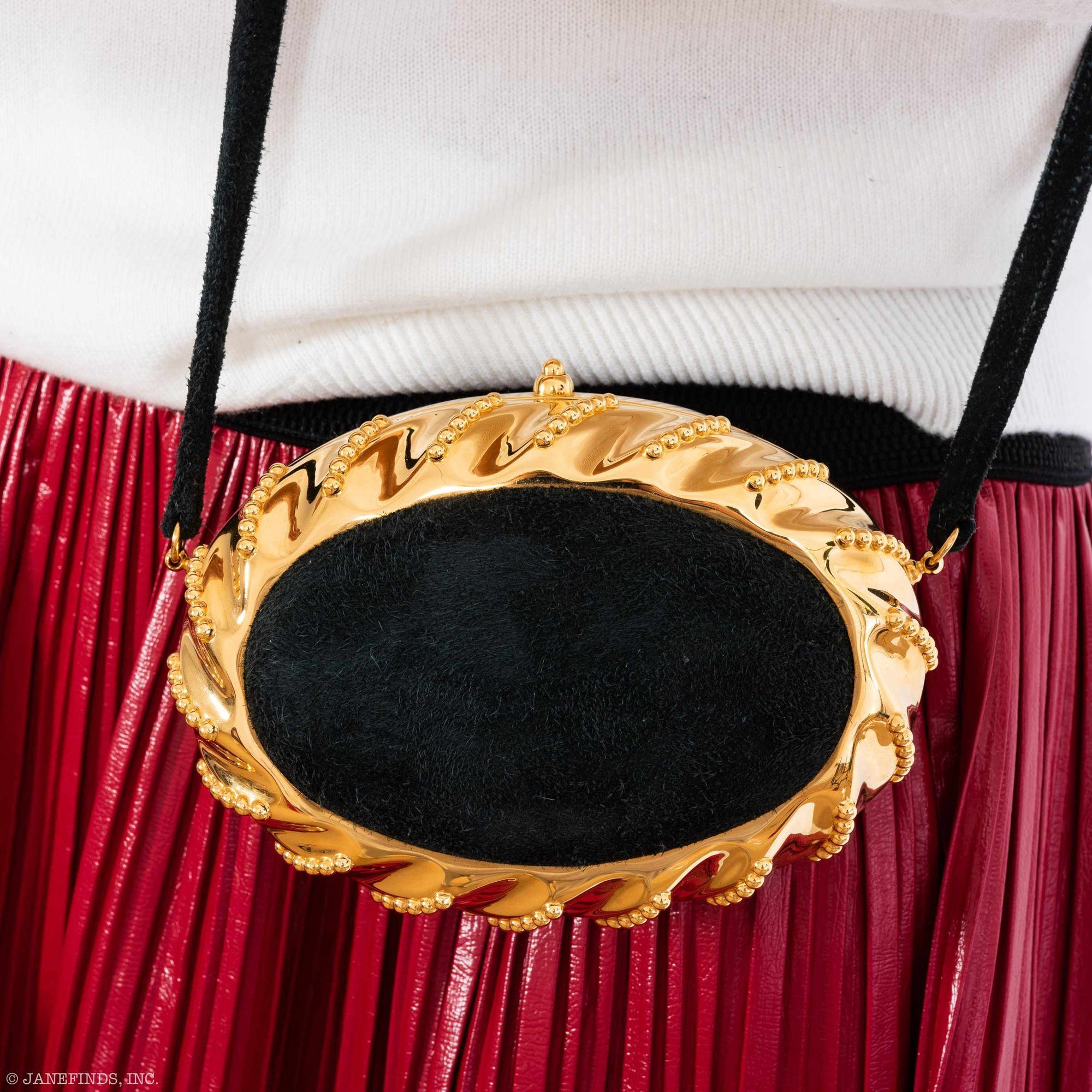 Hermès Oursin Evening Bag Black Doblis Suede Gold Hardware