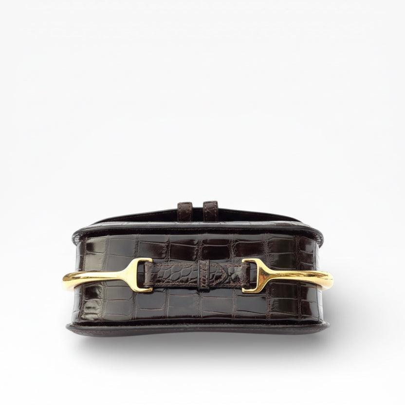 Hermès Passe-Guide Shiny Porosus Crocodile Ebène Gold Hardware