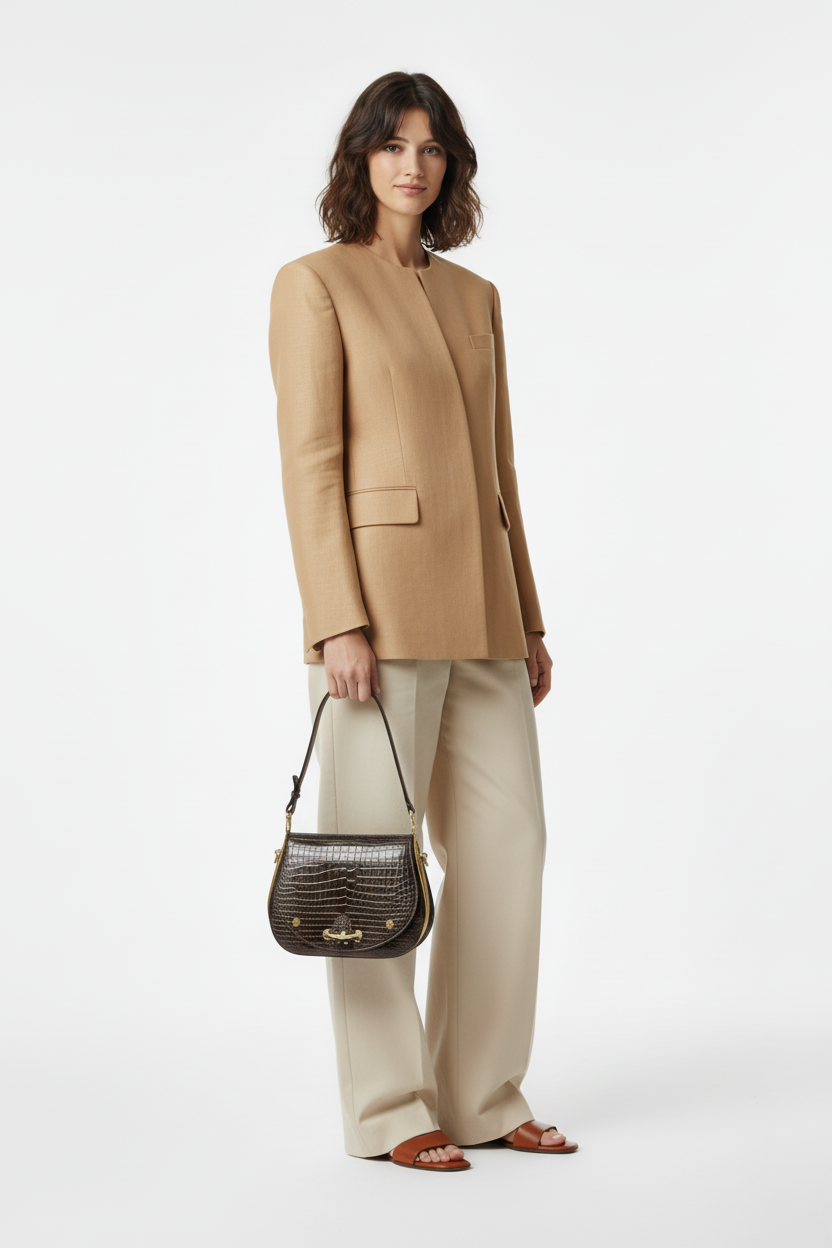 Hermès Passe-Guide Shiny Porosus Crocodile Ebène Gold Hardware