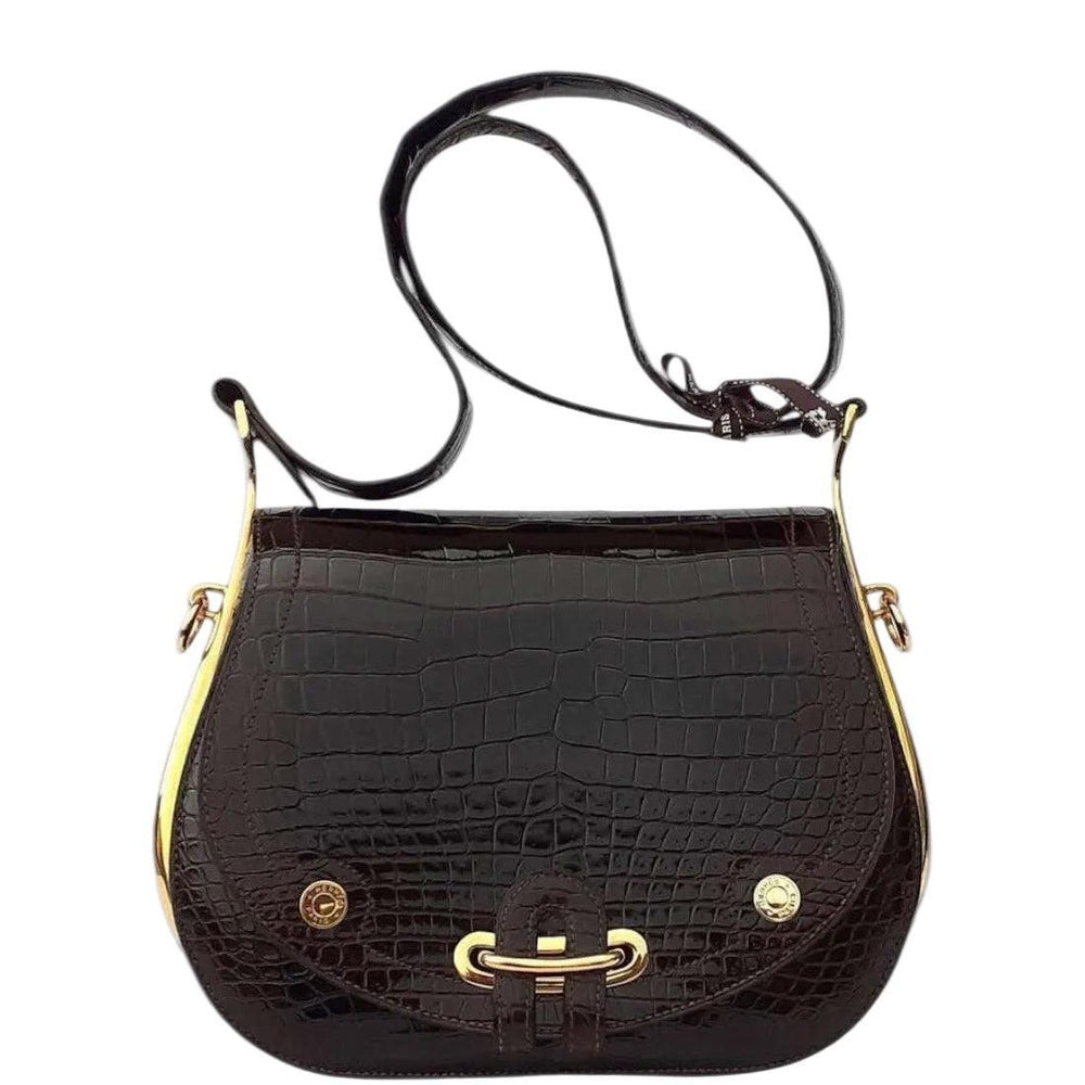 Hermès Passe-Guide Shiny Porosus Crocodile Ebène Gold Hardware