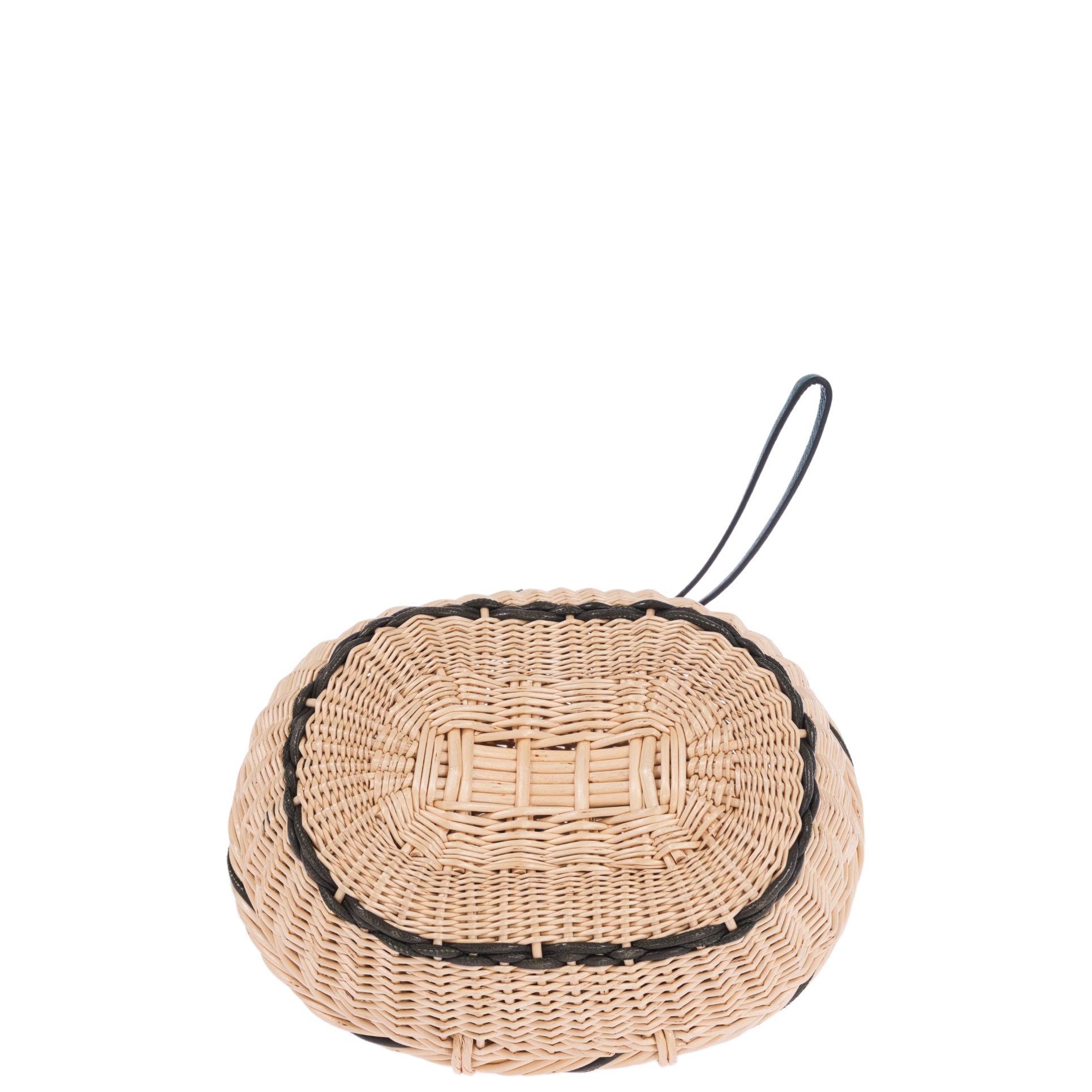 Hermès Petit H Wicker Minaudière Clutch Bag with Malachite Epsom Leather and Silk Insert