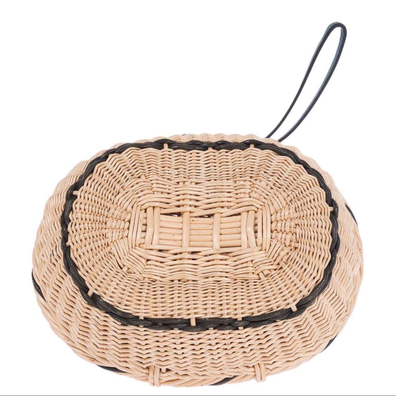 Hermès Petit H Wicker Minaudière Malachite Epsom Leather & Silk