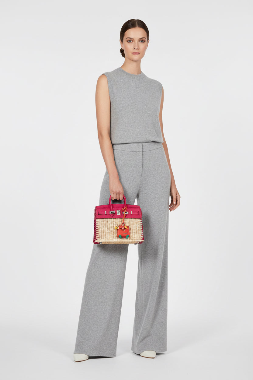 Hermès Picnic Birkin 25 Framboise Swift and Osier Wicker Palladium Hardware