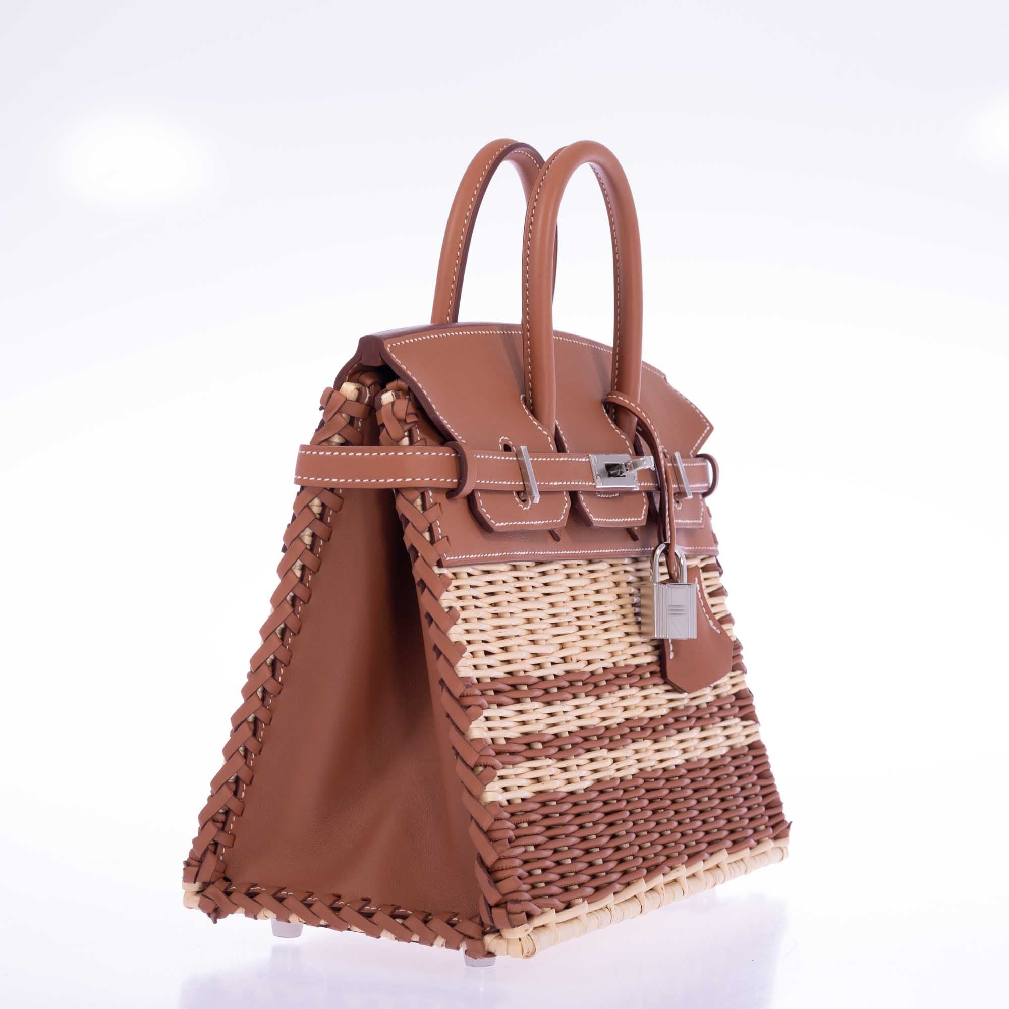 Hermès Picnic Birkin 25 Gold Swift and Stripe Osier Wicker Palladium Hardware