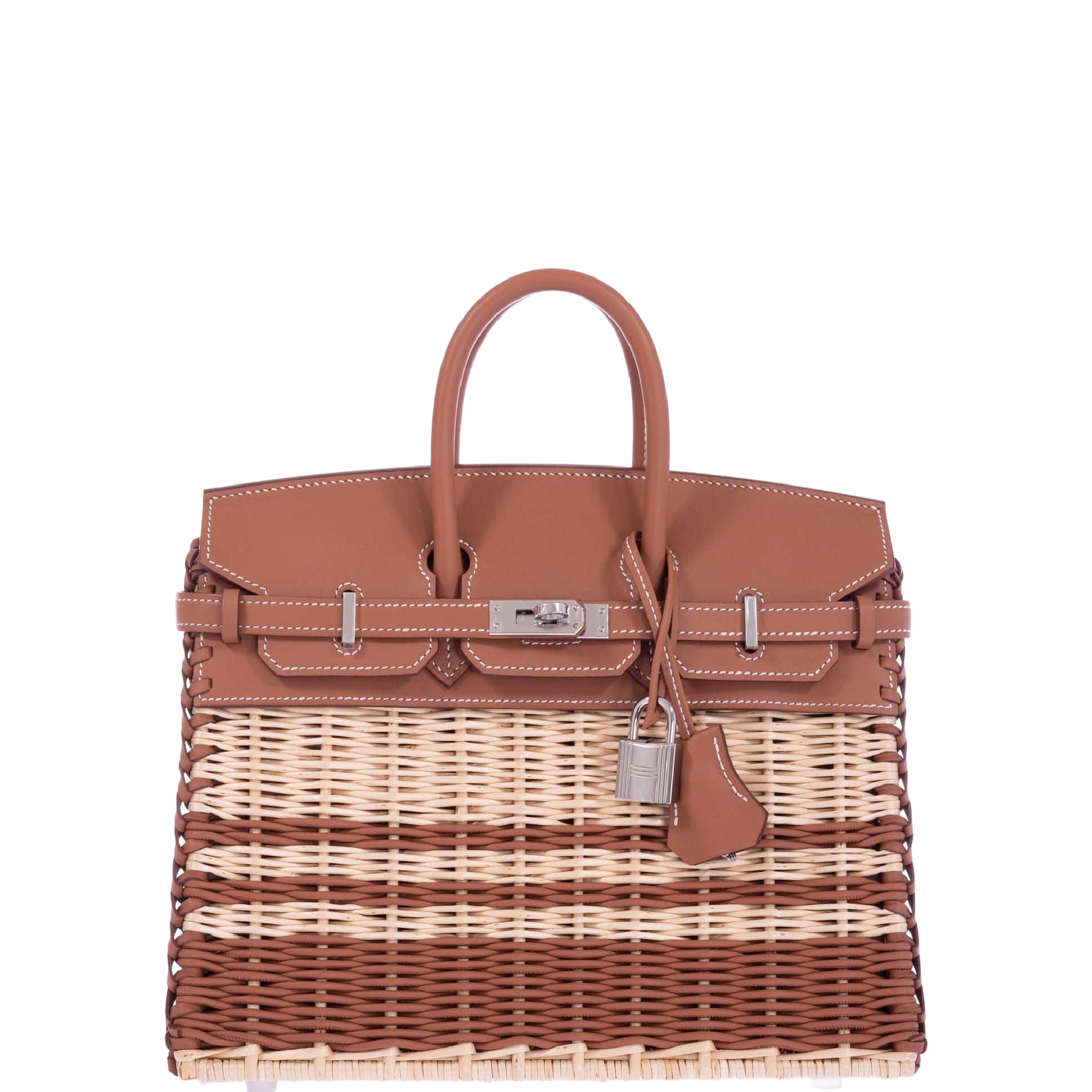 Hermès Picnic Birkin 25 Gold Swift and Stripe Osier Wicker Palladium Hardware