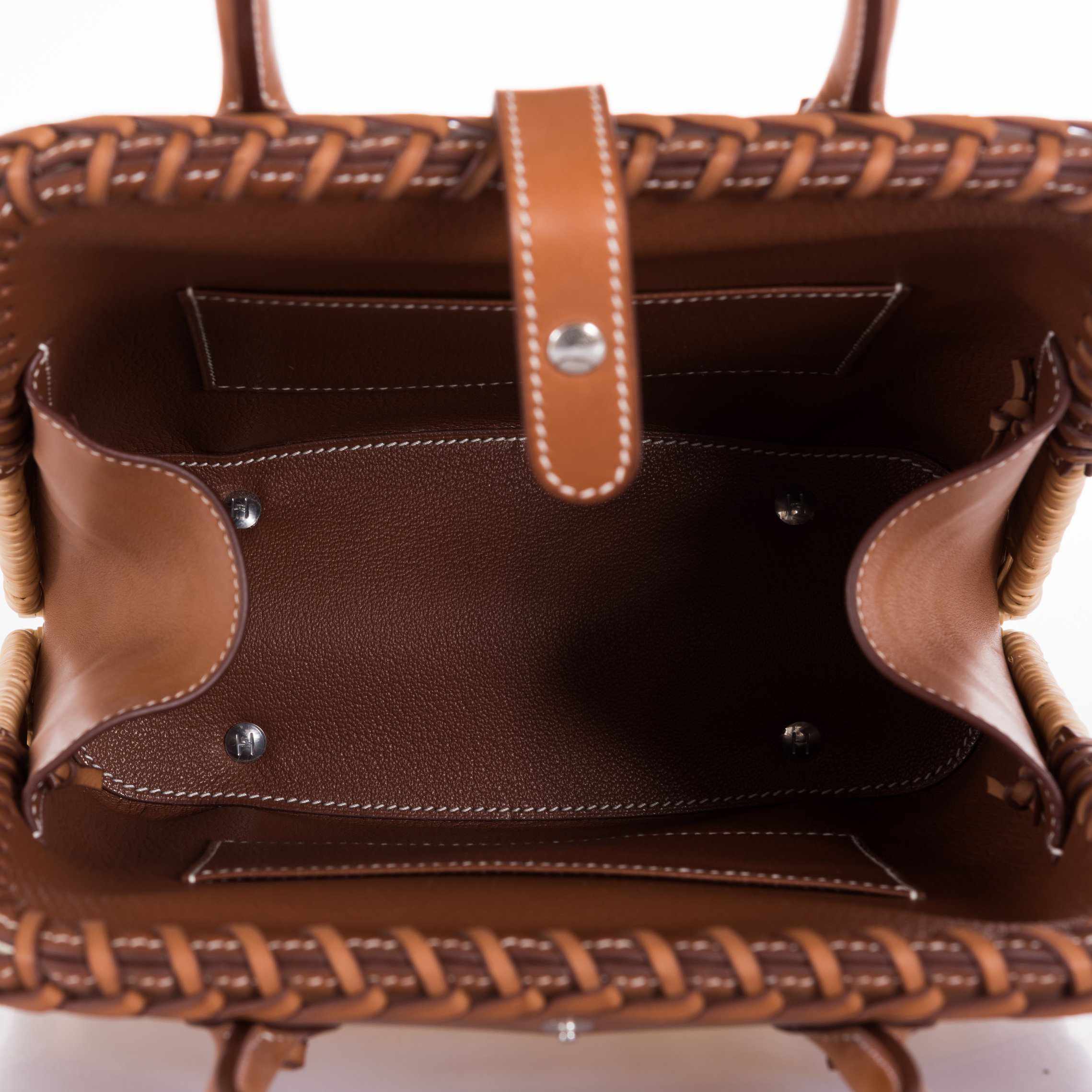 Hermès Picnic Bolide 25 Fauve Barenia and Osier Wicker Palladium Hardware