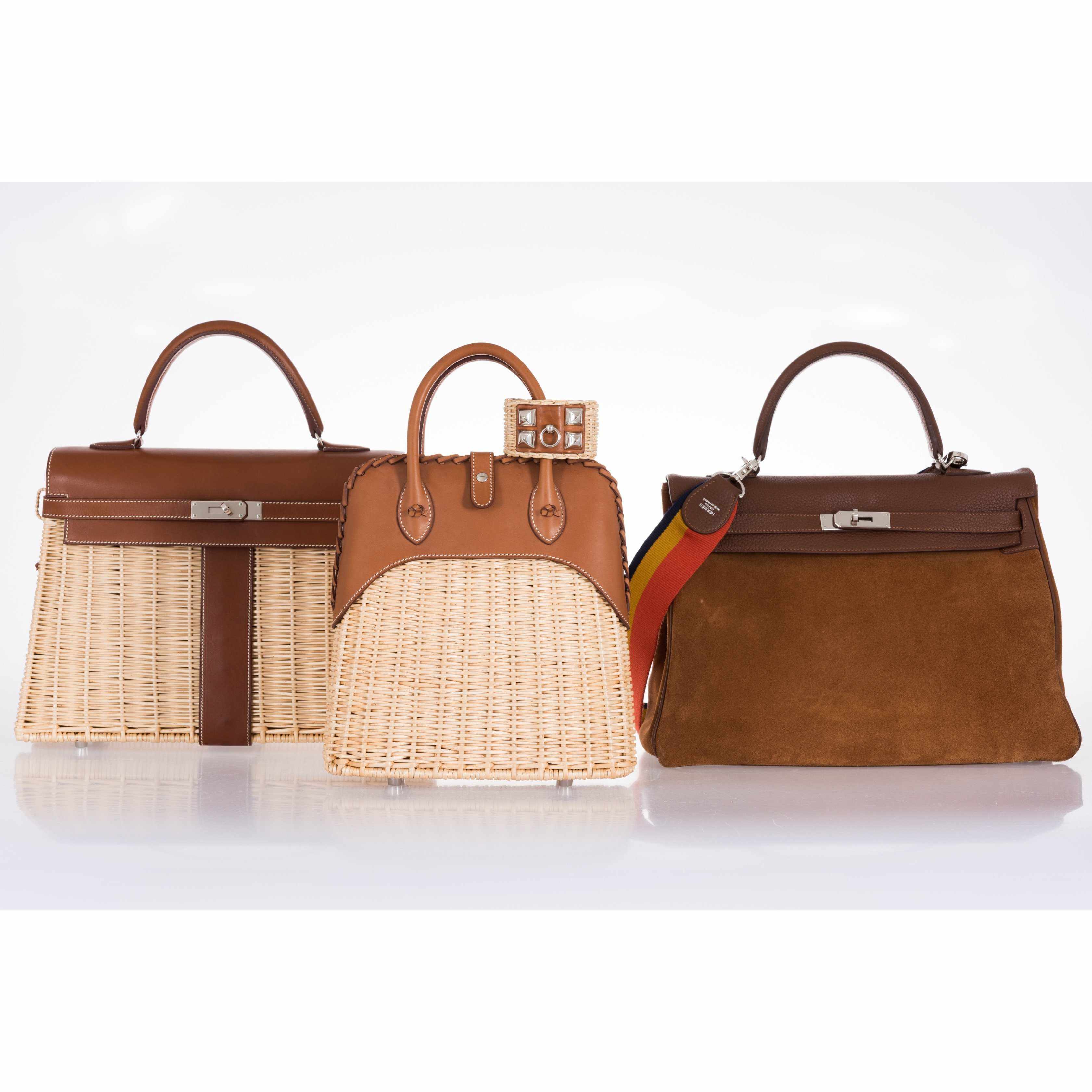 Hermès Picnic Bolide 25 Fauve Barenia and Osier Wicker Palladium Hardware