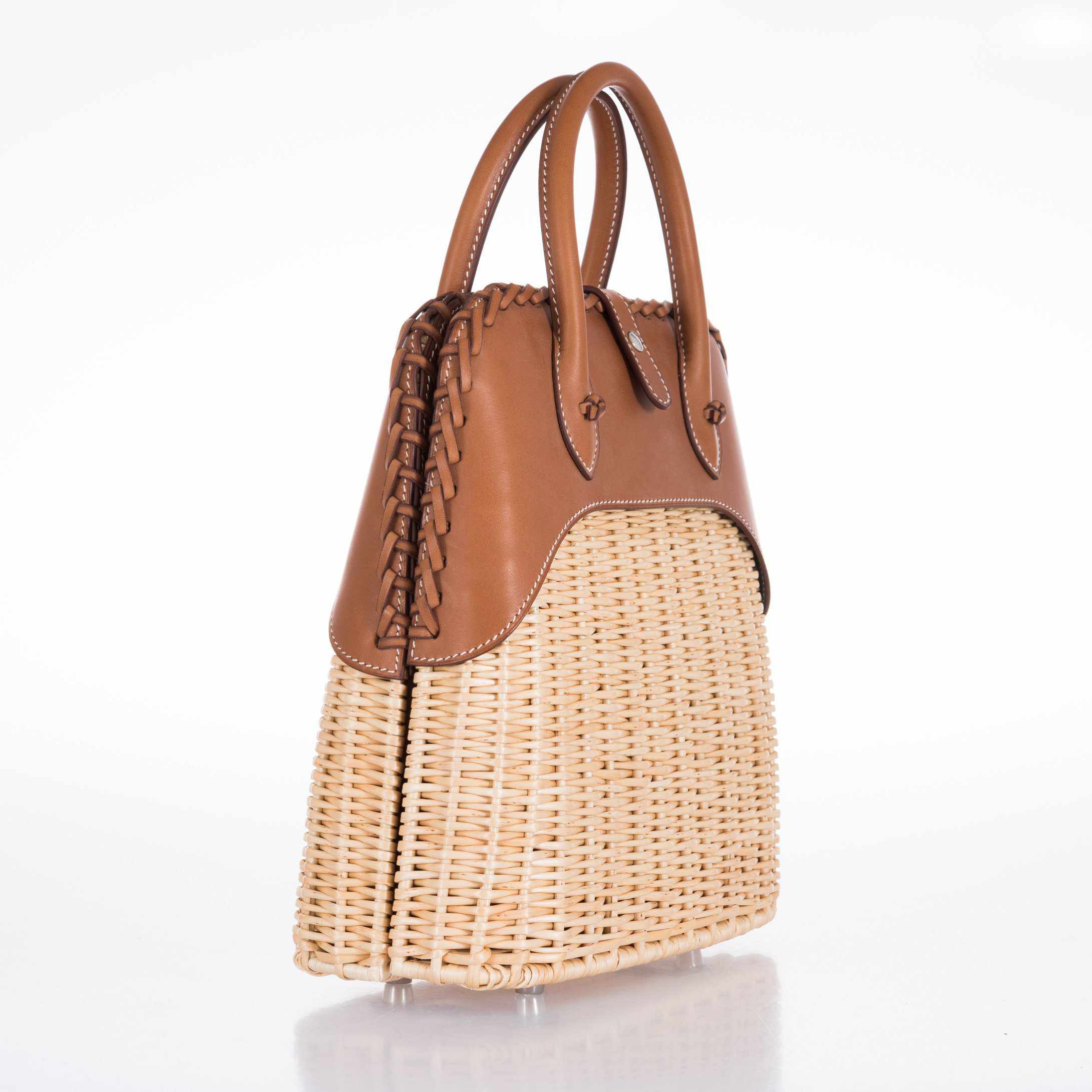 Hermès Picnic Bolide 25 Fauve Barenia and Osier Wicker Palladium Hardware