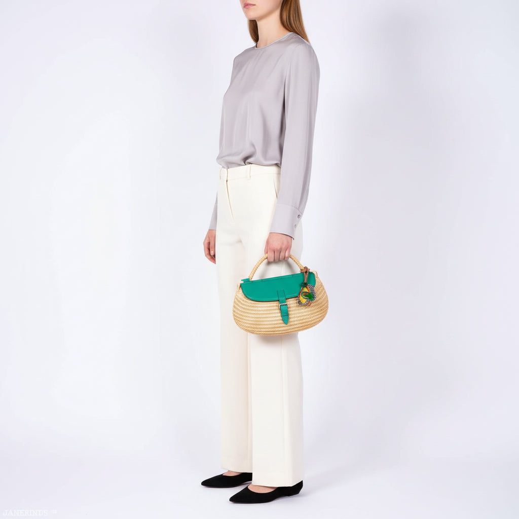 Hermès Picnic Fish Basket Vert Vertigo Osier Wicker Swift Palladium Hardware
