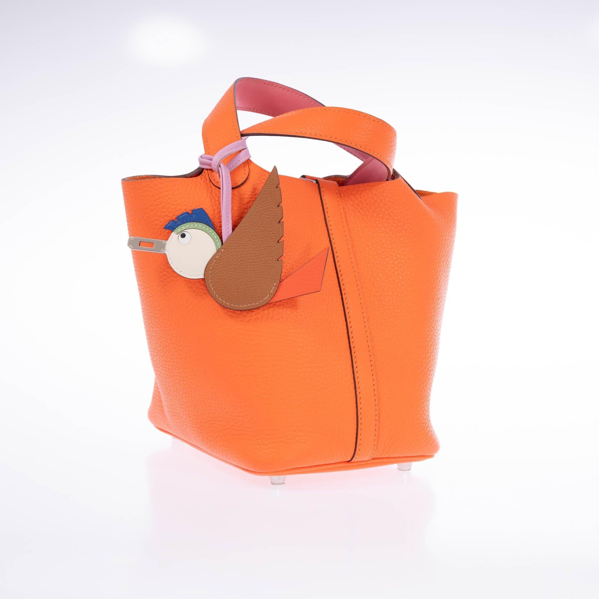 Hermès Picotin Lock Eclat 18 Orange Minium Clemence Rose Azalee Swift Palladium Hardware
