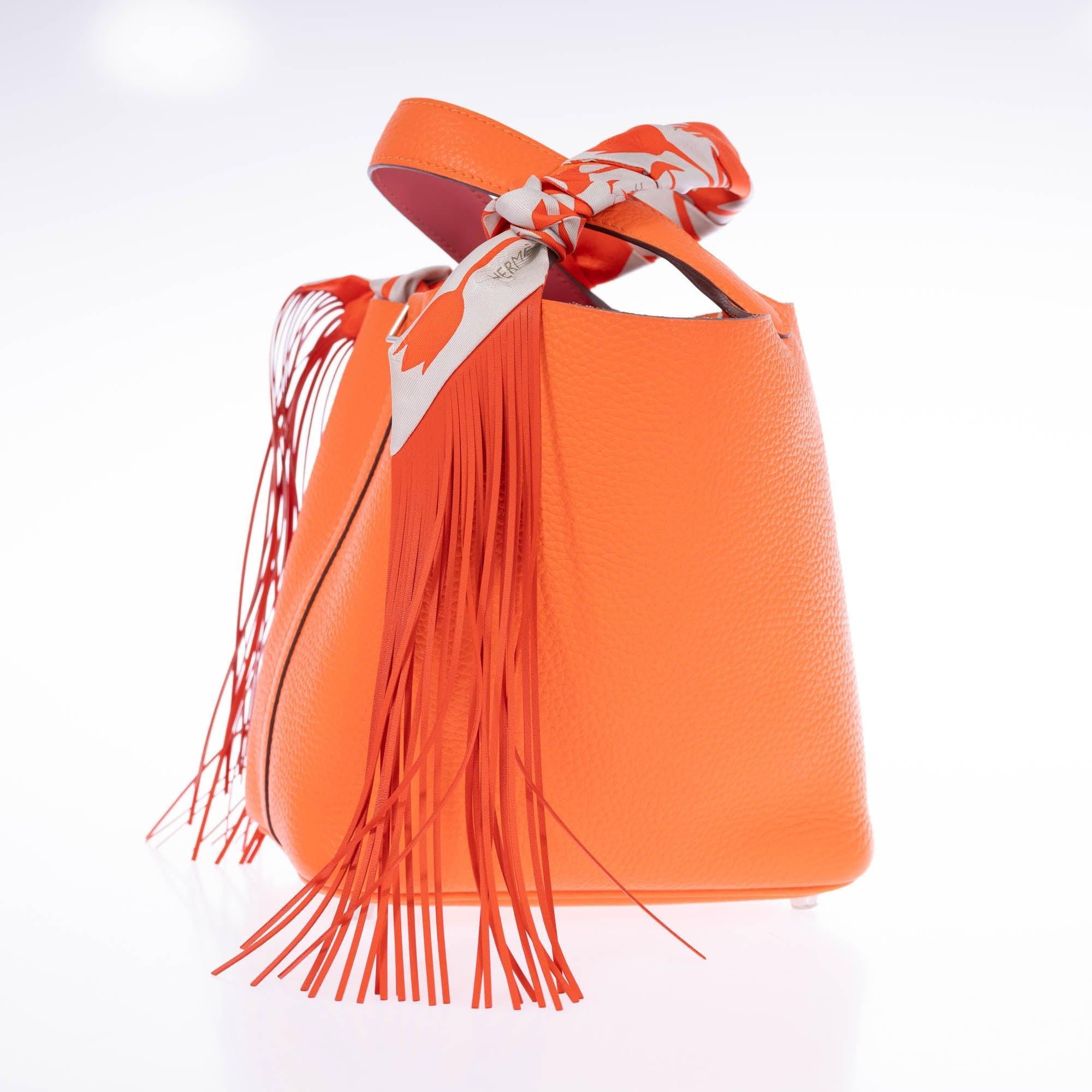 Hermès Picotin Lock Eclat 18 Orange Minium Clemence Rose Azalee Swift Palladium Hardware