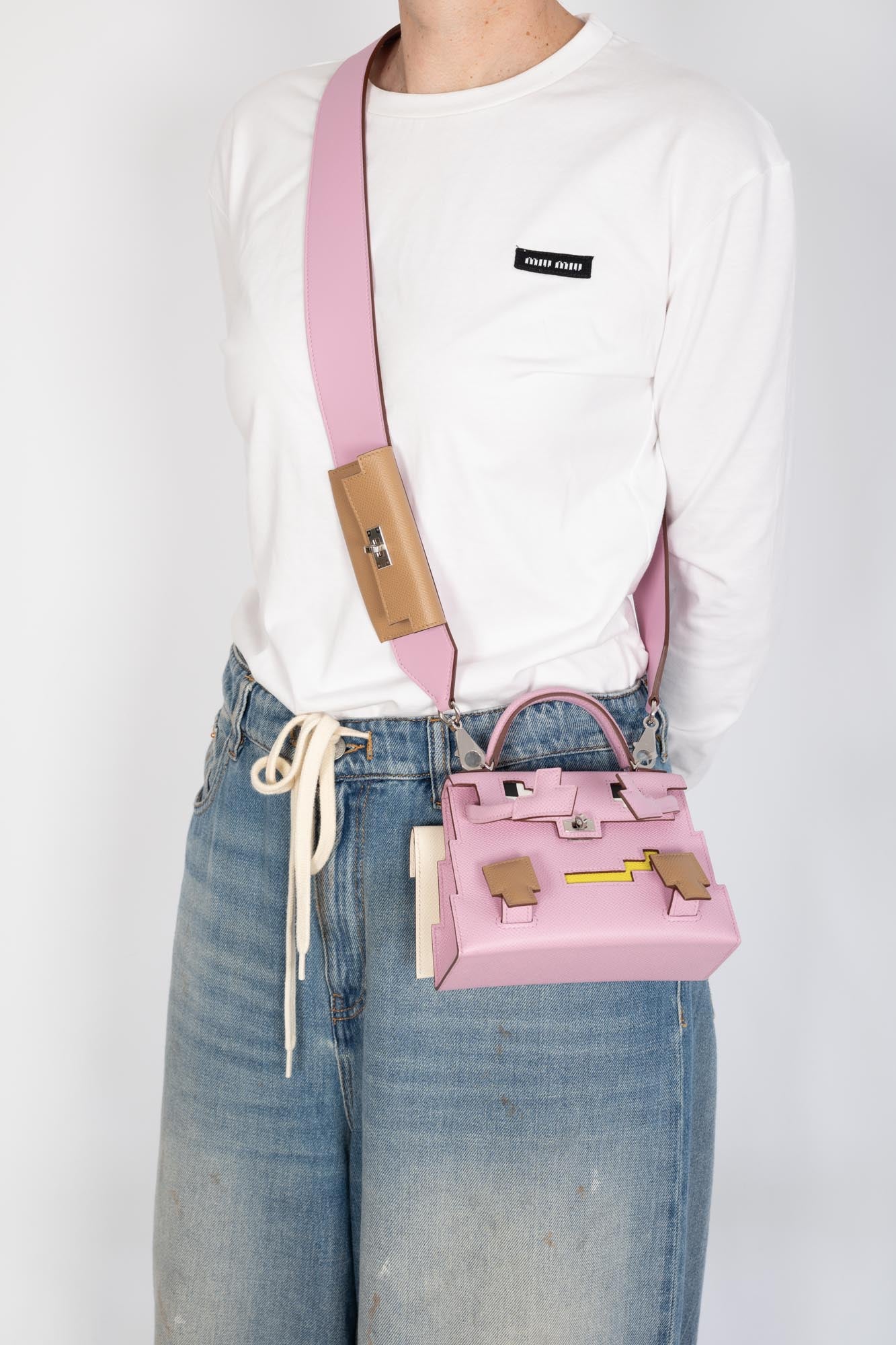Hermès Picto Kelly Doll Quelle Idole Mauve Sylvestre, Lime, Nata and Chai Epsom Palladium Hardware