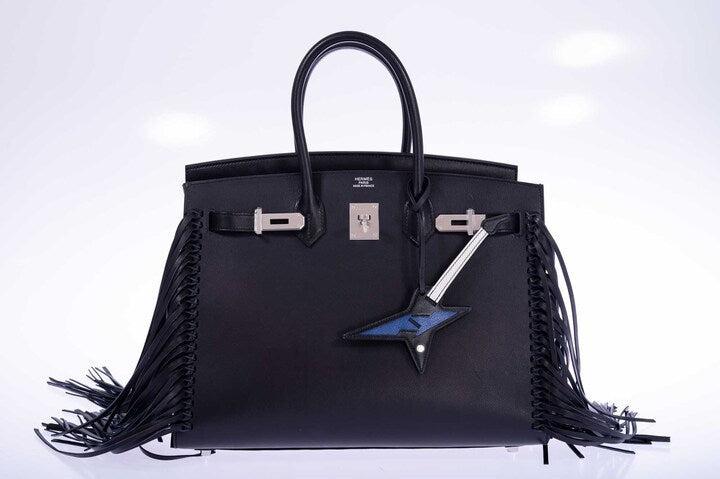 Hermès Rock Guitar Bag Charm Noir Bleu Craie Palladium