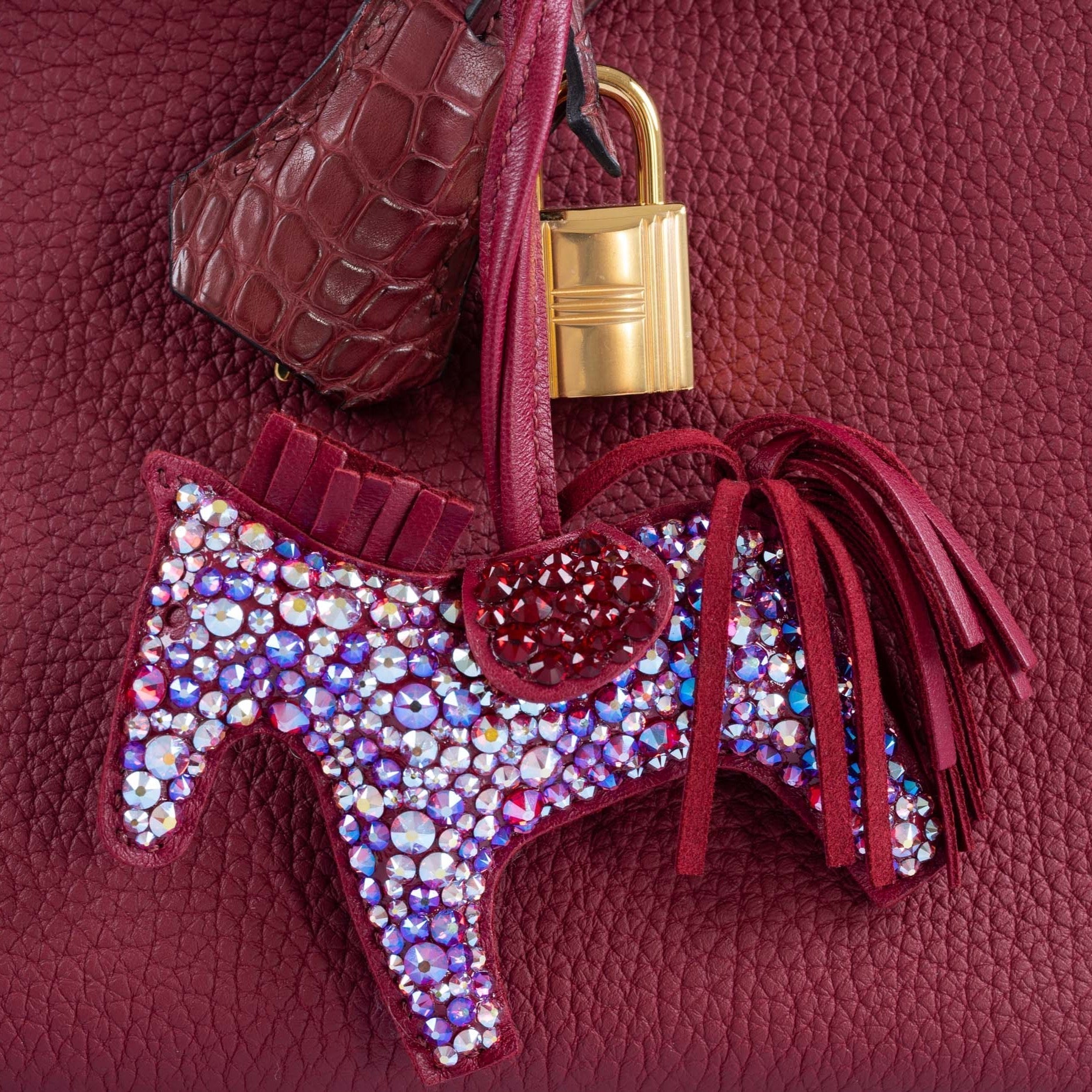 Hermès Rodeo Charm PM Rubis Custom Swarovski Crystal